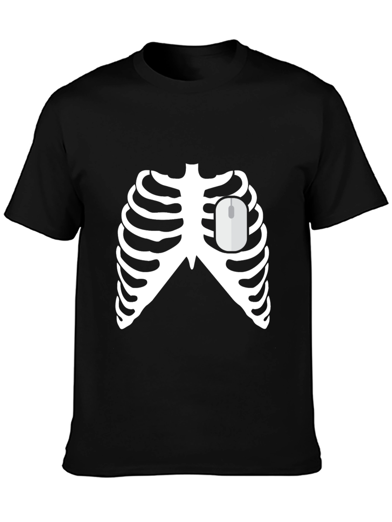 Skeleton Ribcage with Mouse Heart Funny Graphic Tee