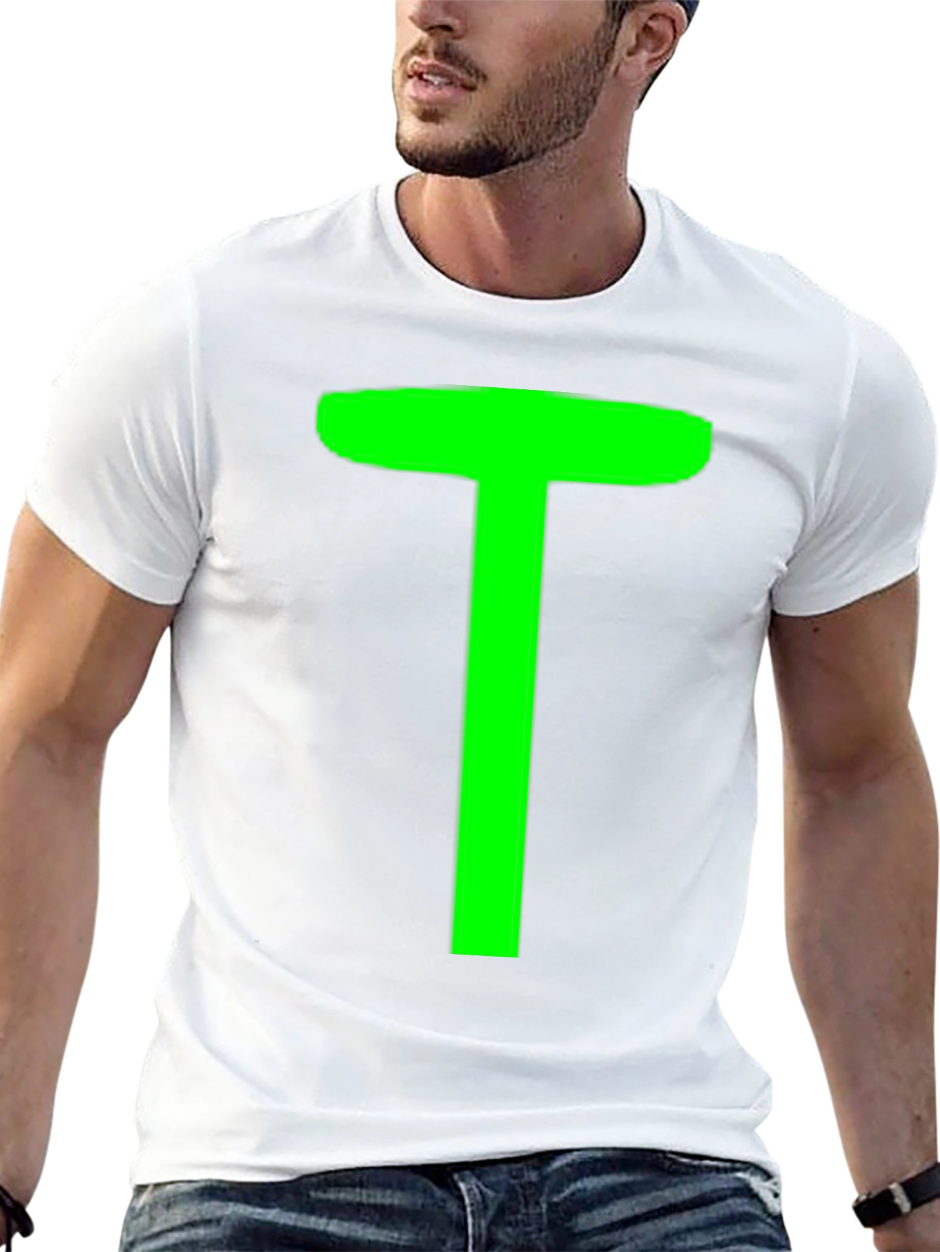 Green T on Black Unisex T-Shirt
