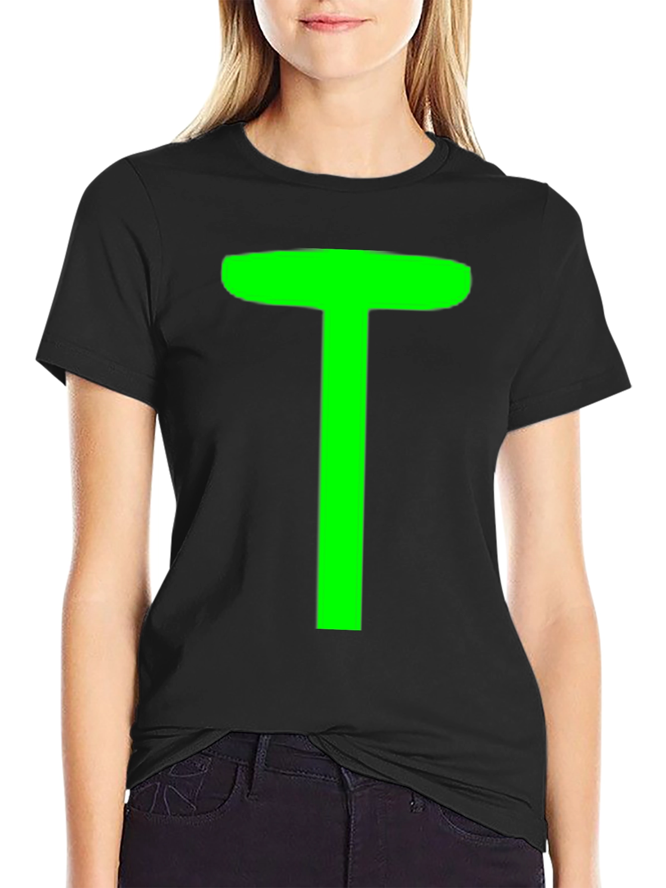 Green T on Black Unisex T-Shirt