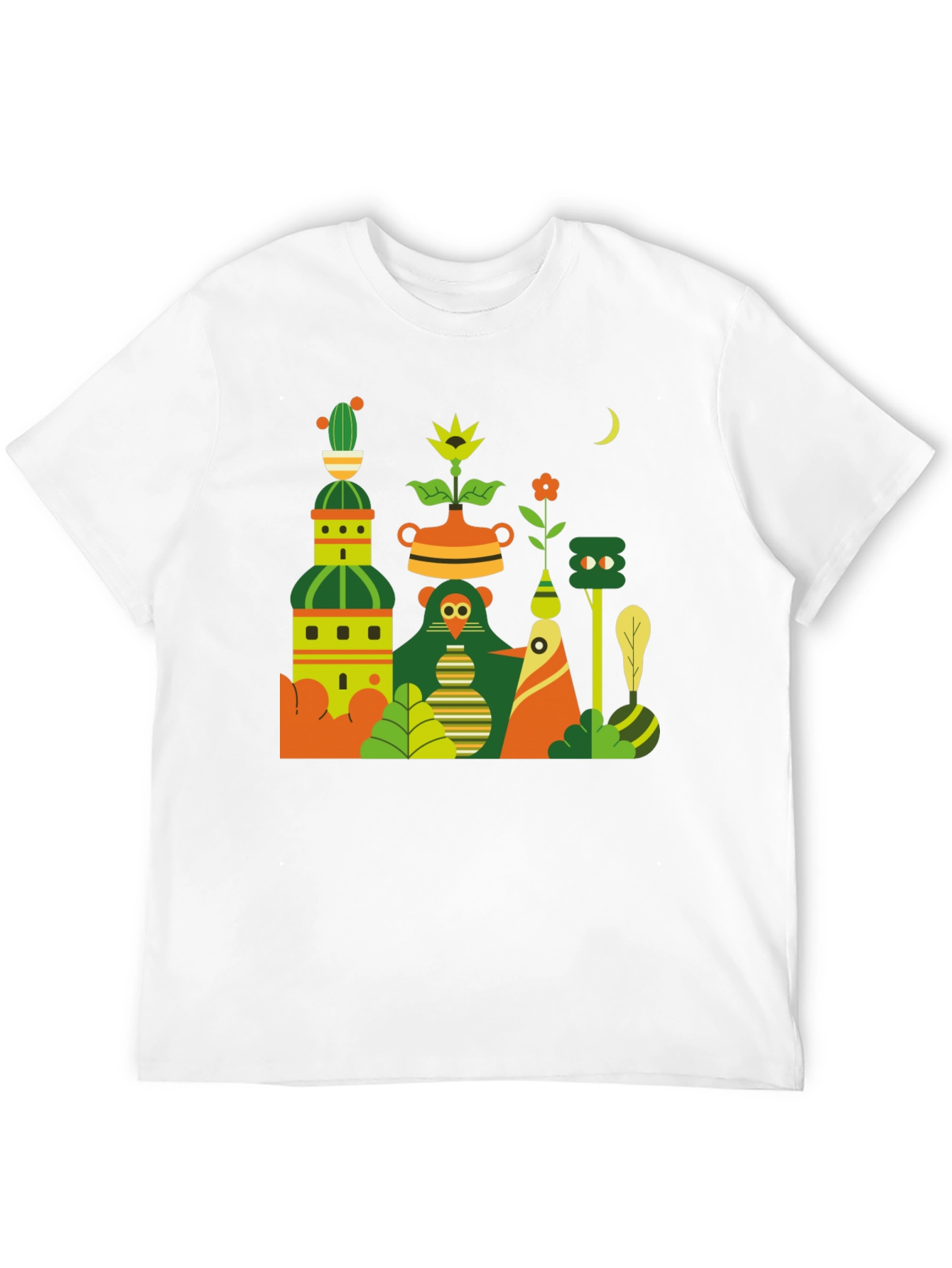 Black T-Shirt with Abstract Nature Graphic