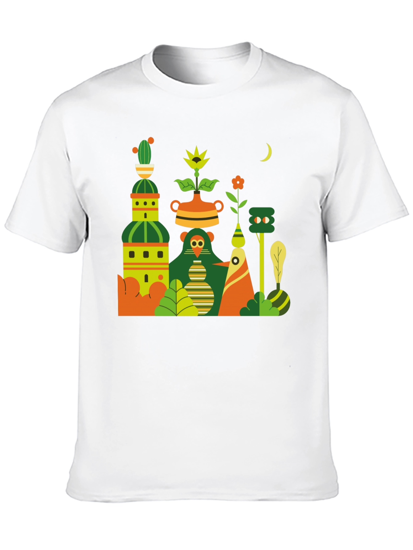 Black T-Shirt with Abstract Nature Graphic