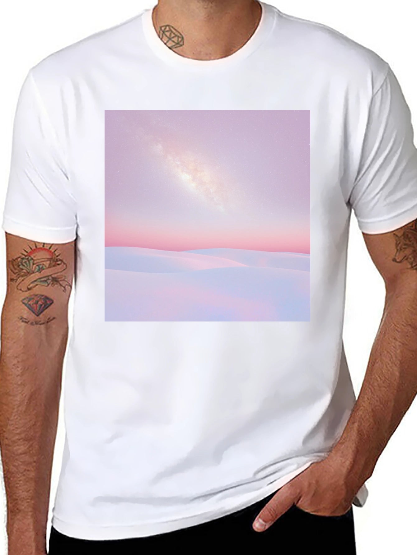 Milky Way Desert Graphic Tee - Black Cotton T-Shirt