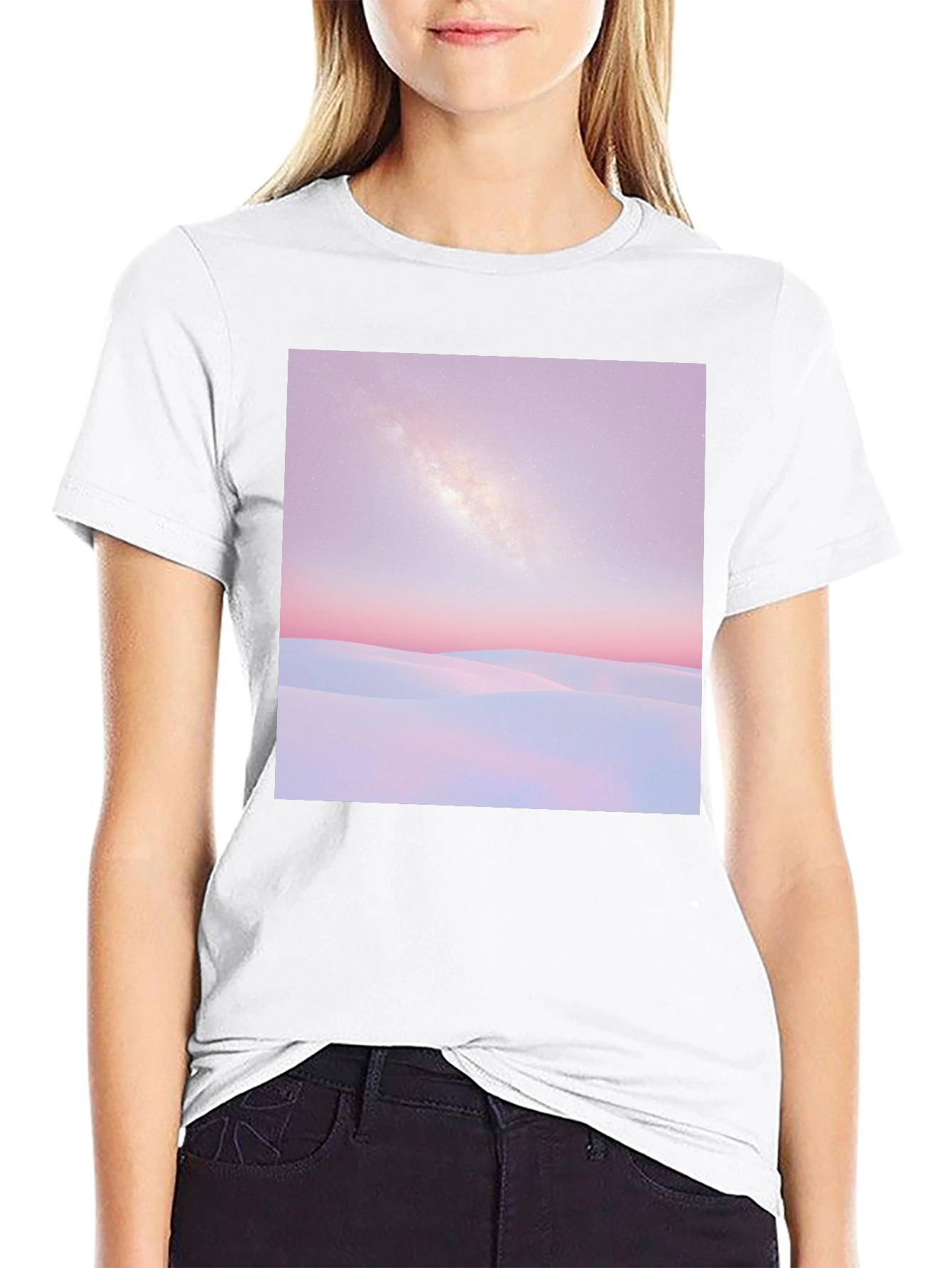 Milky Way Desert Graphic Tee - Black Cotton T-Shirt