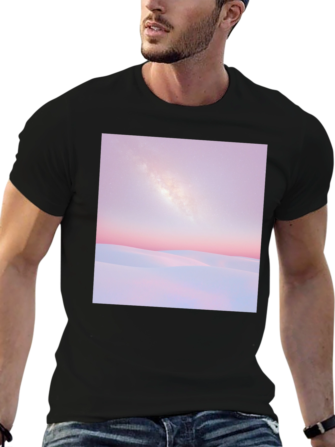 Milky Way Desert Graphic Tee - Black Cotton T-Shirt