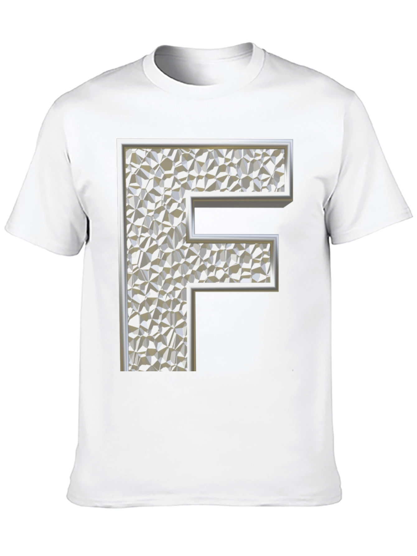 Abstract Letter F Graphic Black T-Shirt
