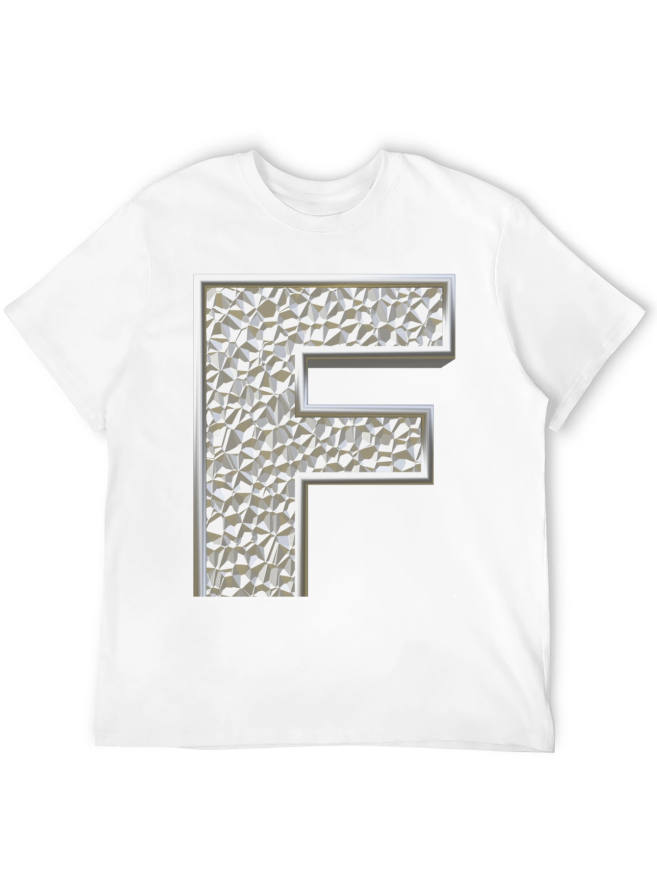 Abstract Letter F Graphic Black T-Shirt