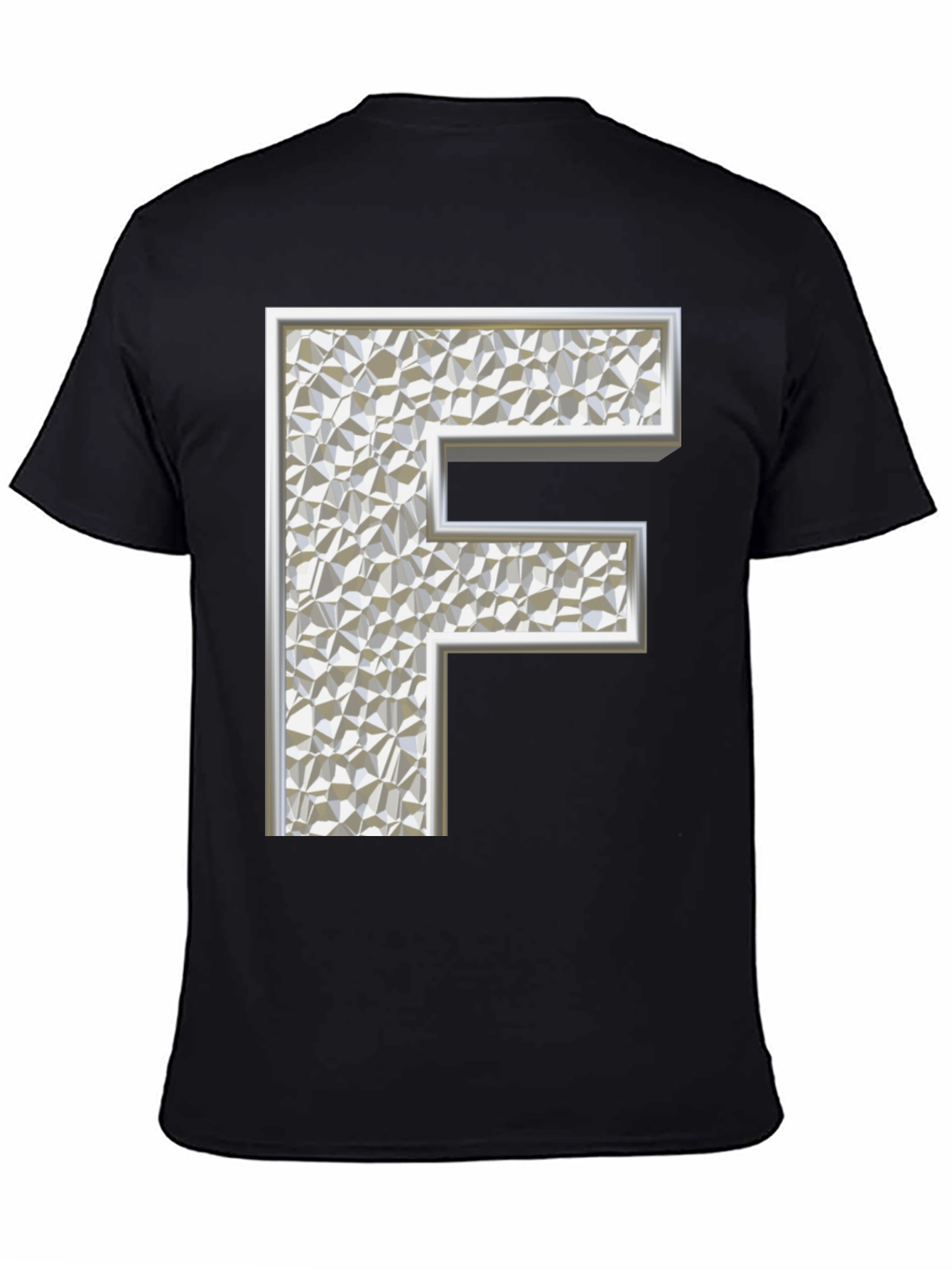 Abstract Letter F Graphic Black T-Shirt