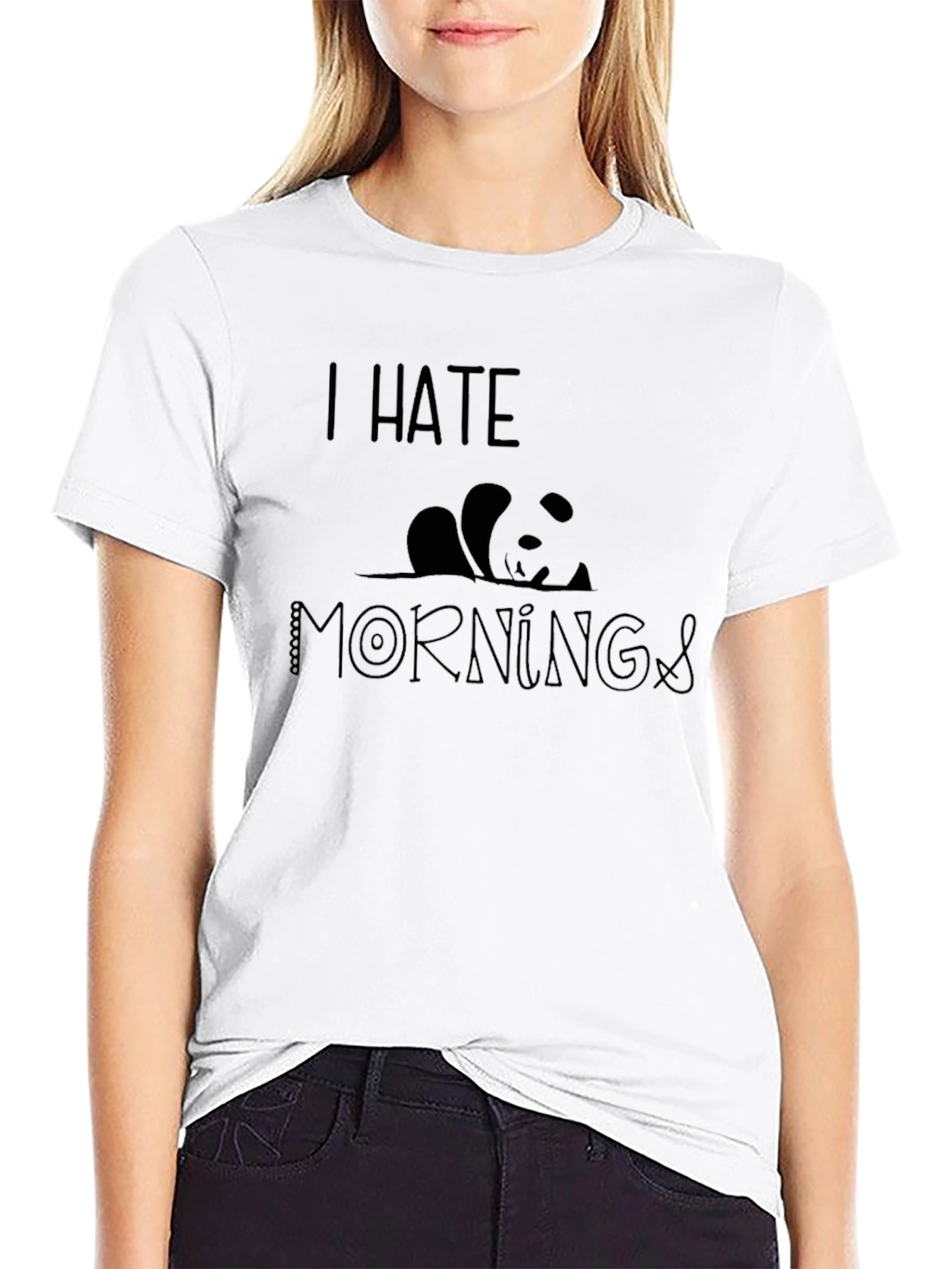 I Hate Mornings Panda Graphic T-Shirt