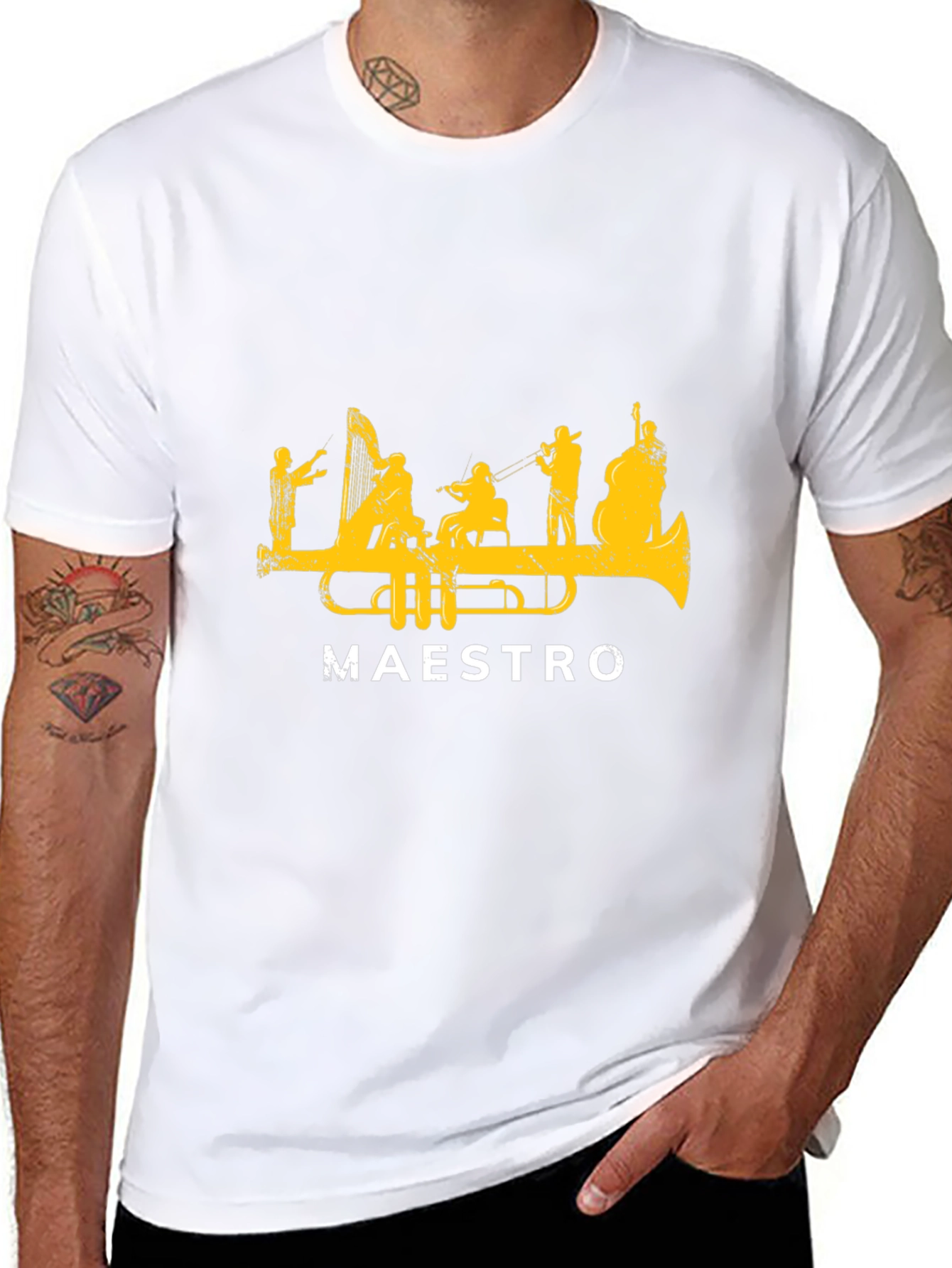 Maestro Trumpet Orchestra Graphic T-Shirt - Black