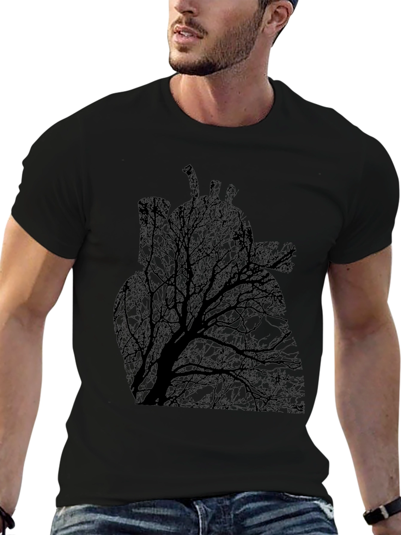 Tree Heart Graphic Tee - Black