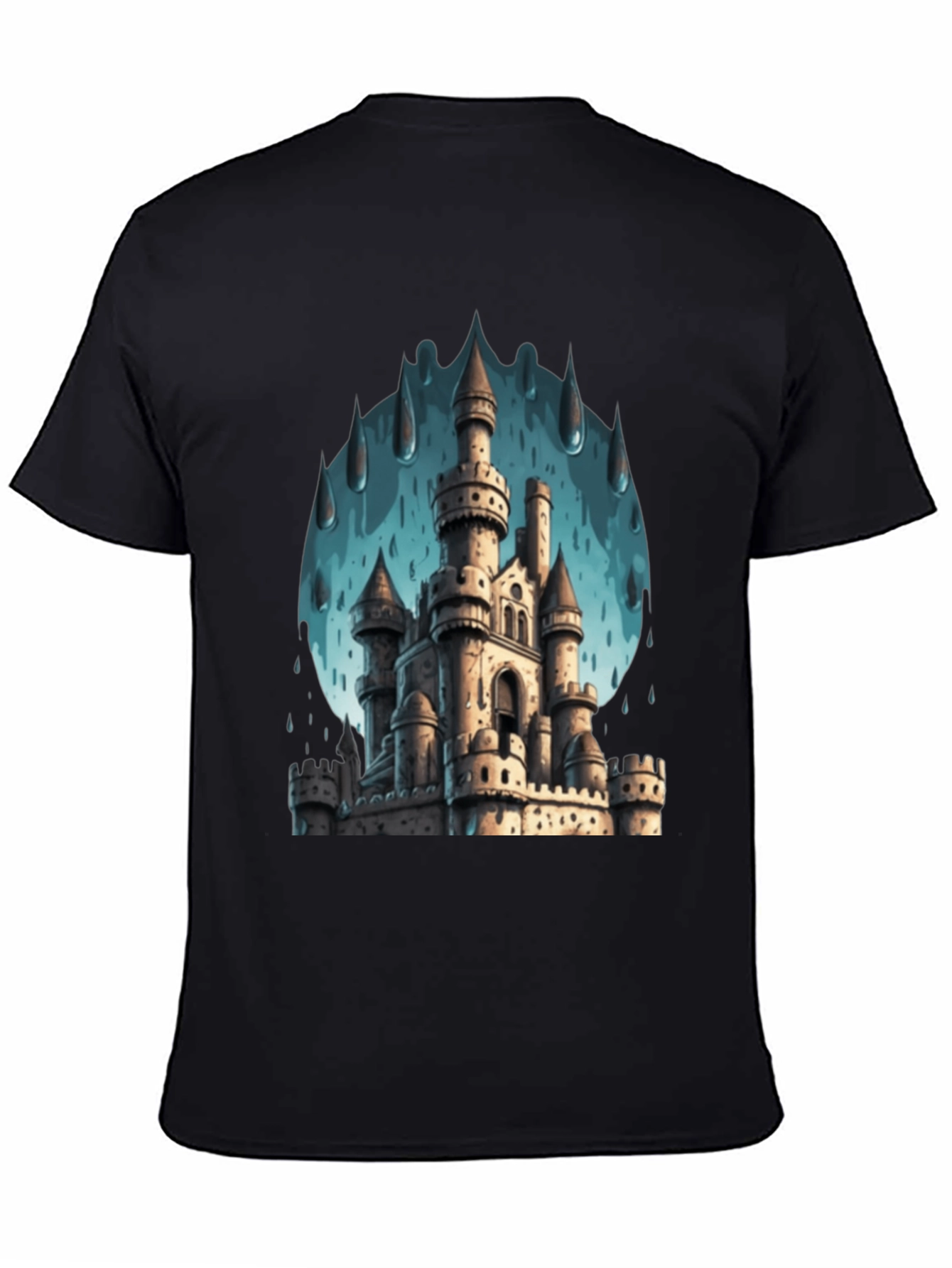 Castle in the Rain Black T-Shirt