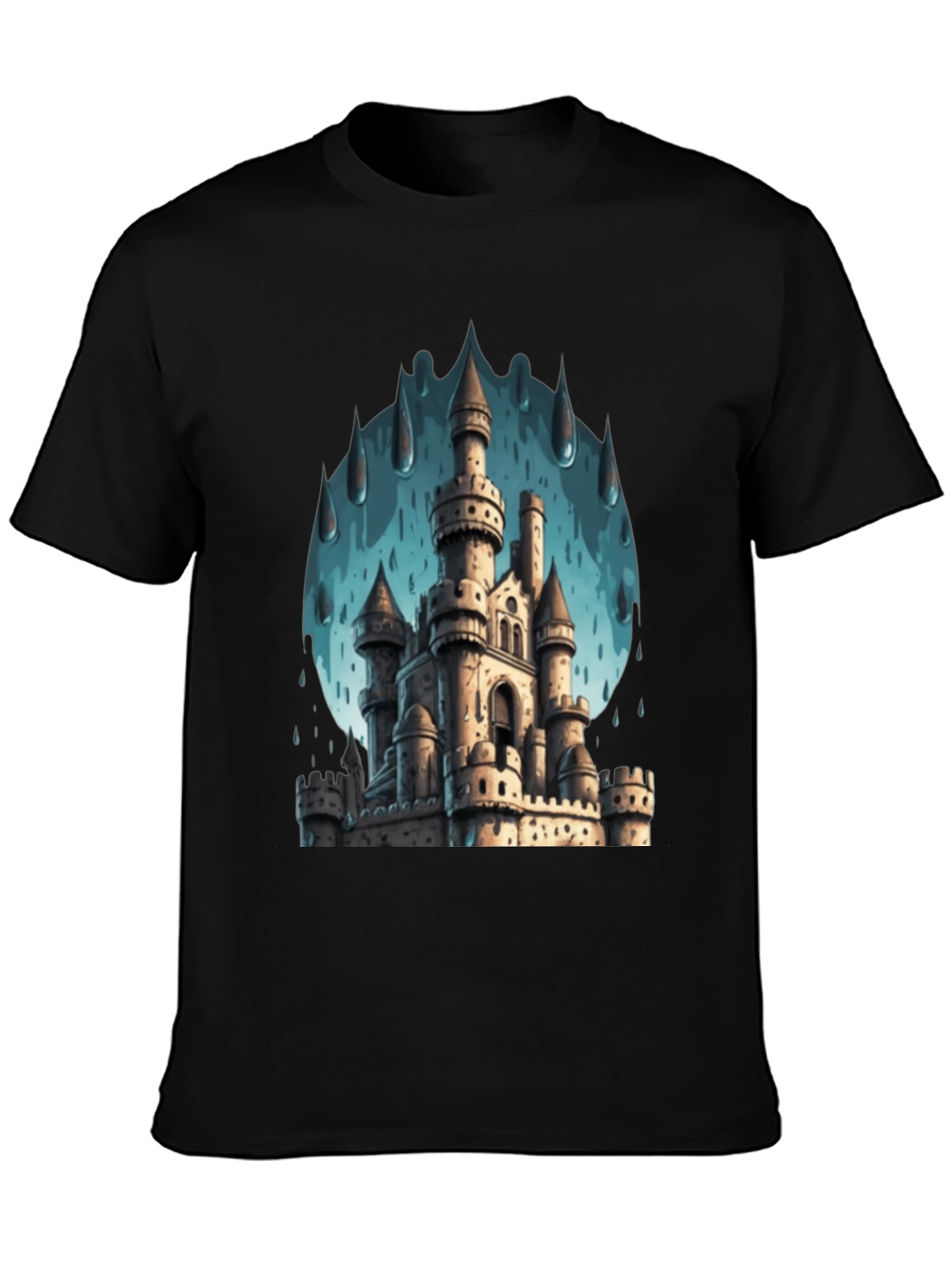 Castle in the Rain Black T-Shirt
