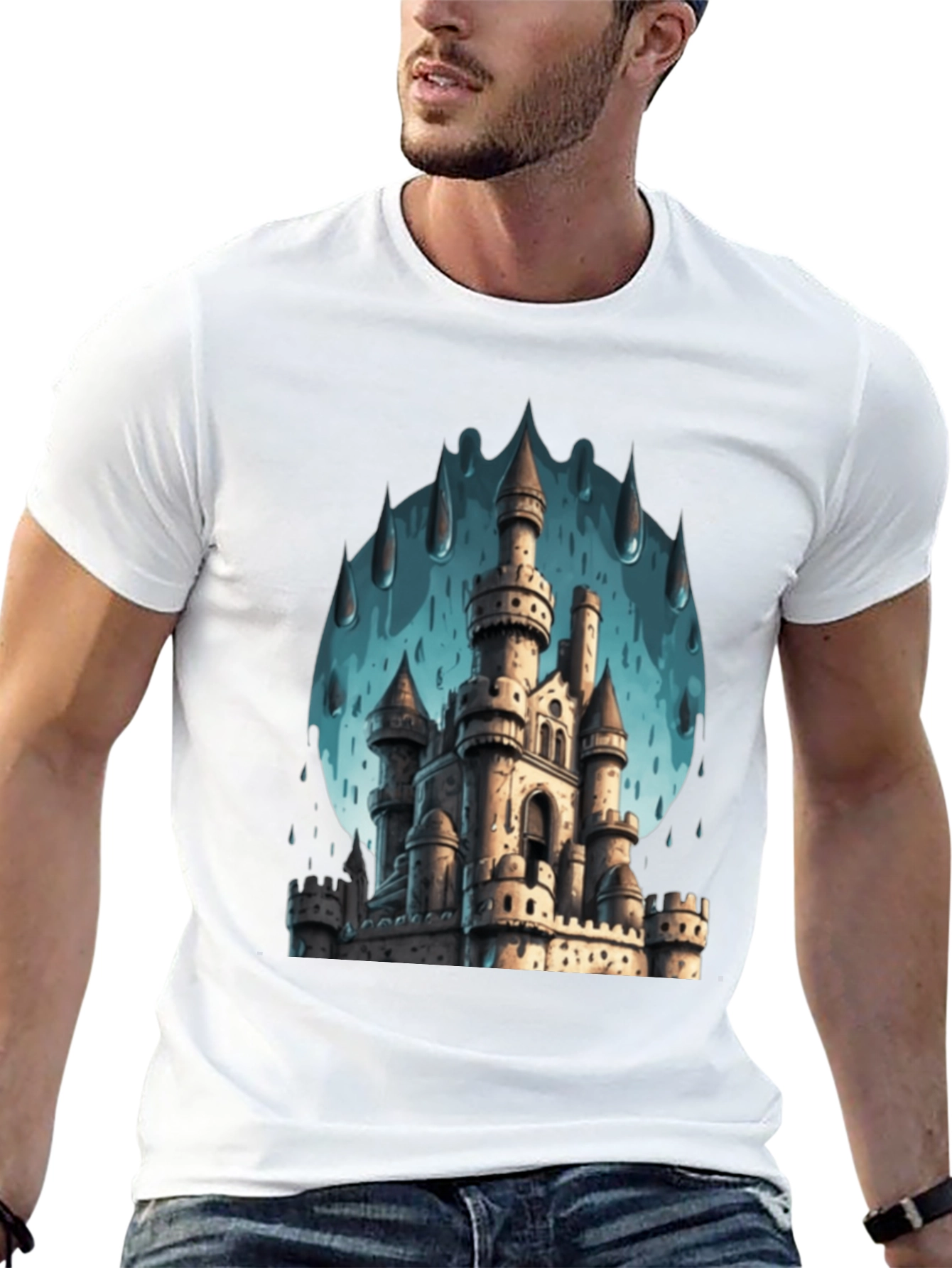 Castle in the Rain Black T-Shirt