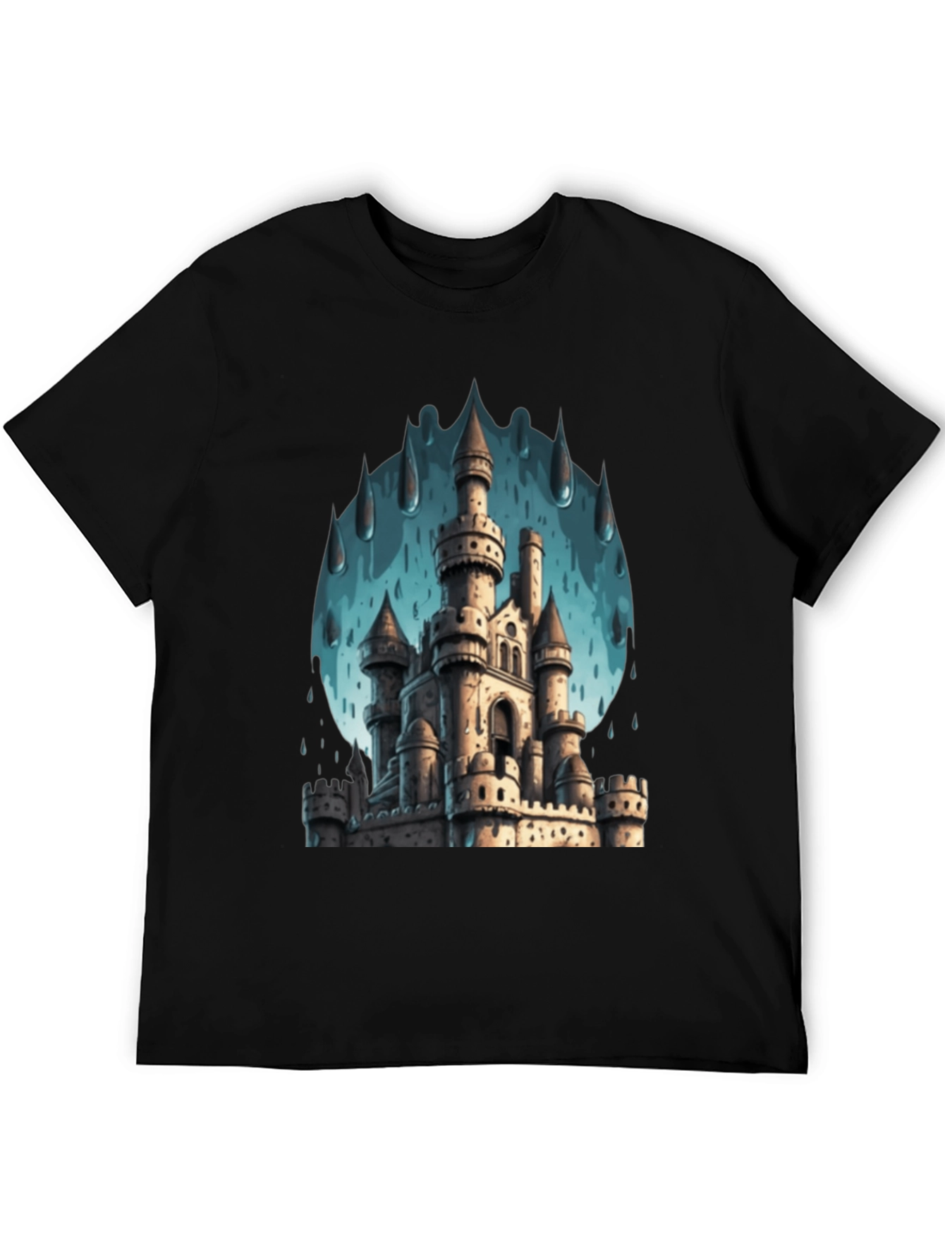 Castle in the Rain Black T-Shirt