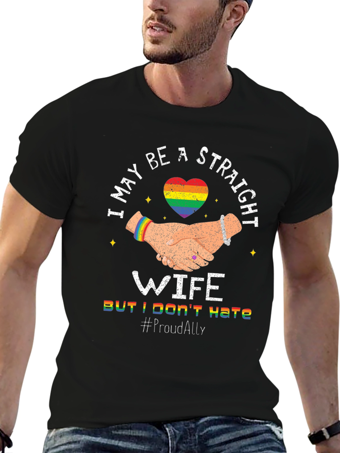 Straight Wife Proud Ally LGBTQ+ T-Shirt
