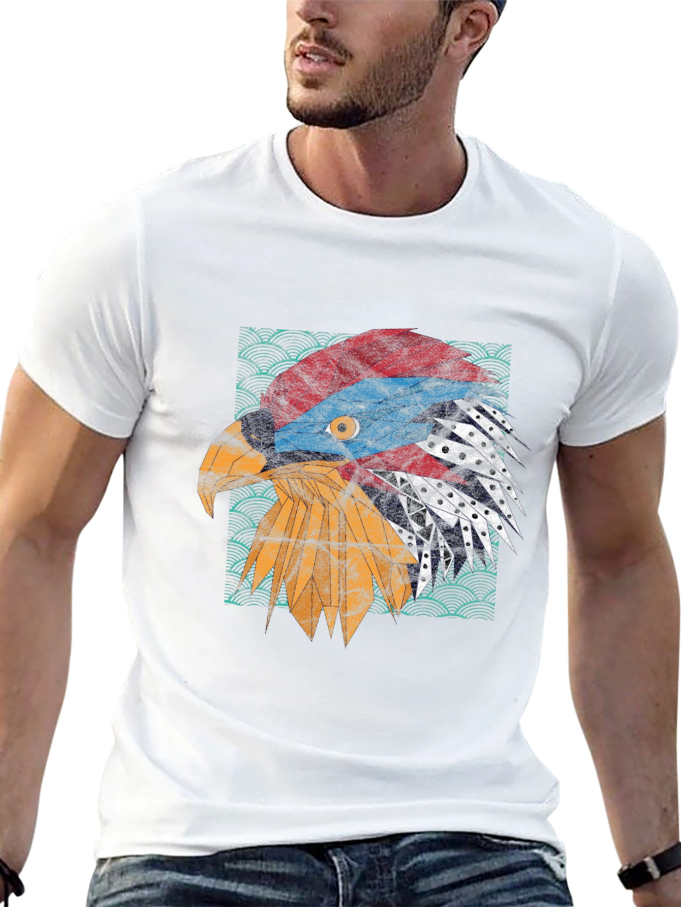 Geometric Eagle Graphic Tee - Modern Print