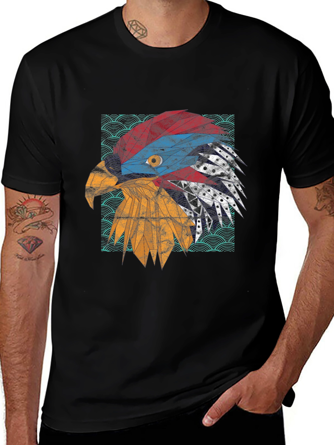 Geometric Eagle Graphic Tee - Modern Print