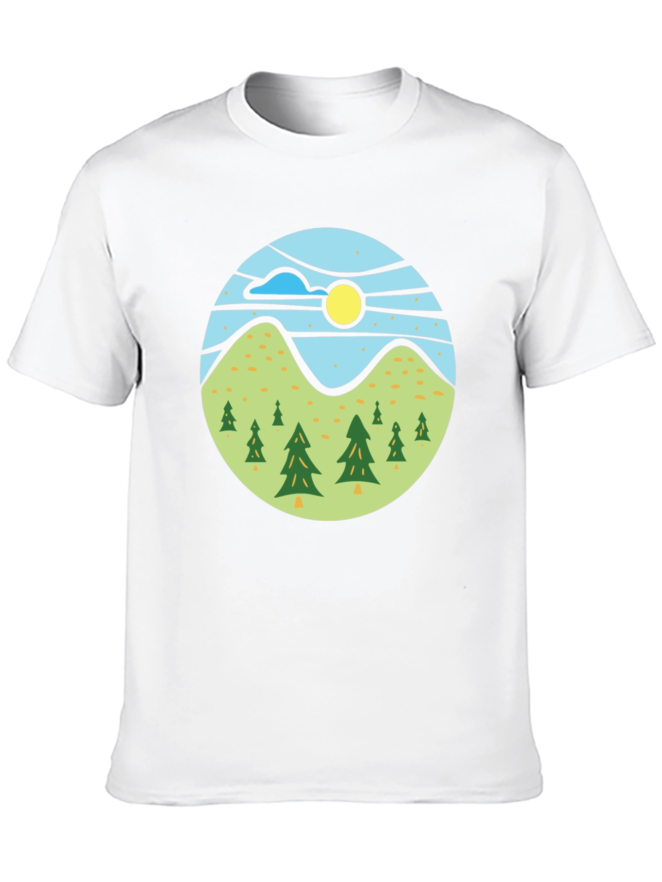 Nature Scene Graphic Tee - Black Casual T-Shirt