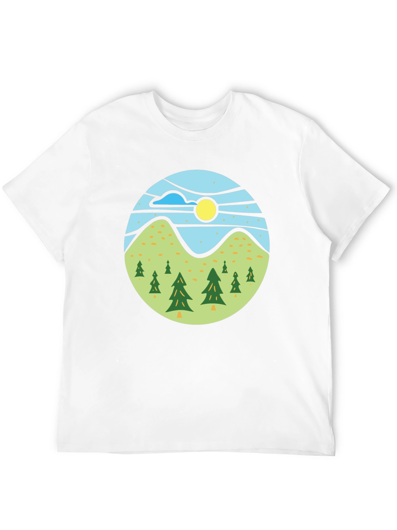 Nature Scene Graphic Tee - Black Casual T-Shirt