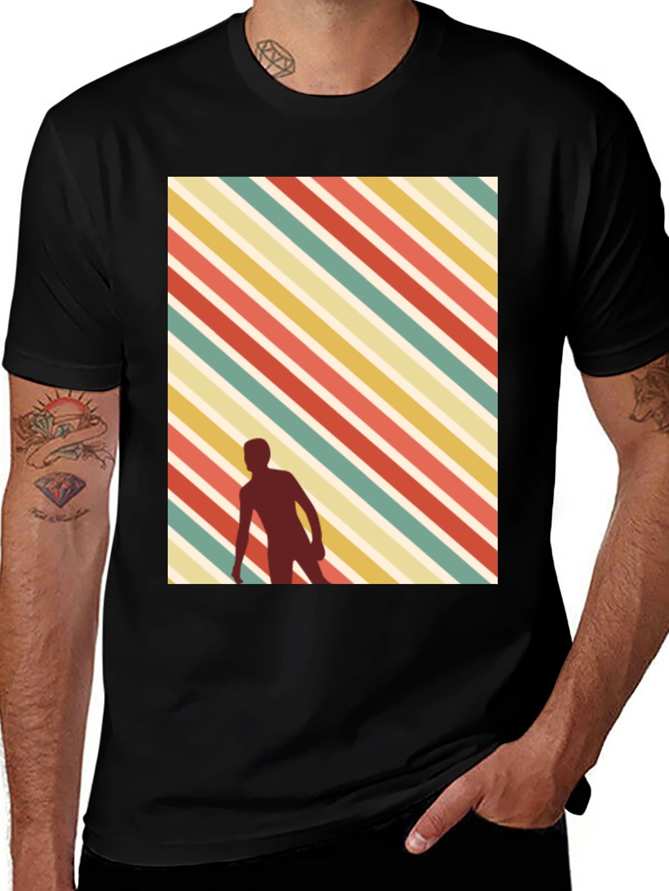 Retro Striped Skater Tee - Black