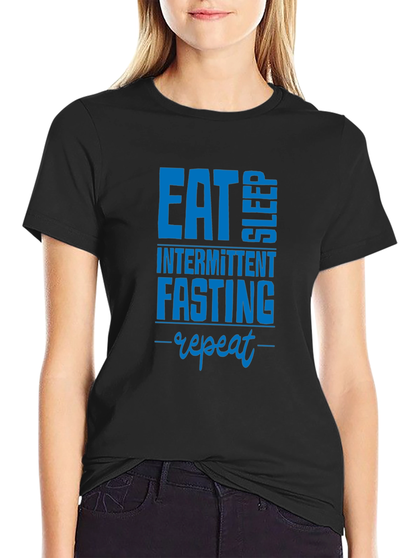 Eat Sleep Intermittent Fasting Repeat Black T-Shirt