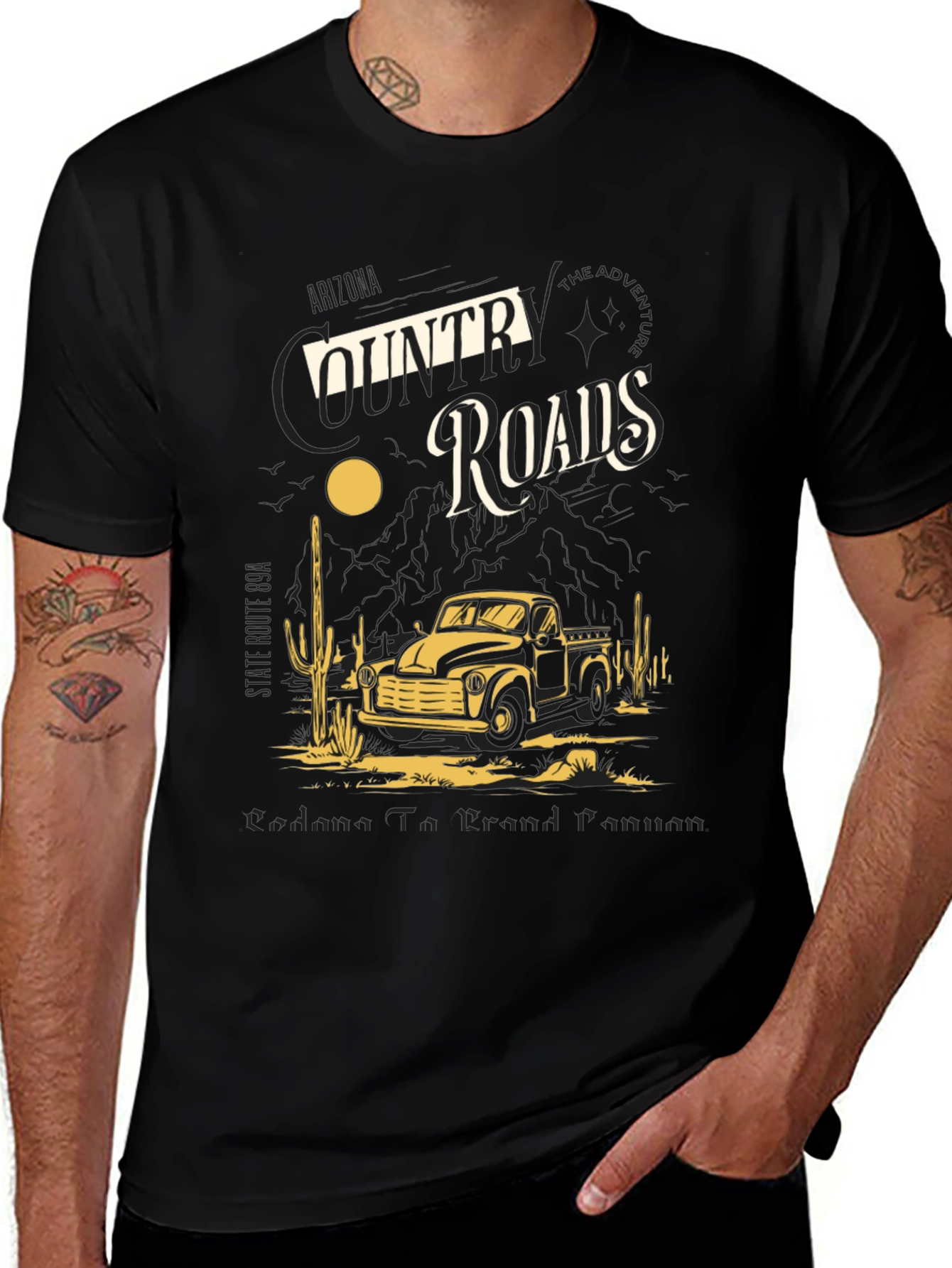 Country Roads Graphic Tee - Retro Truck Design