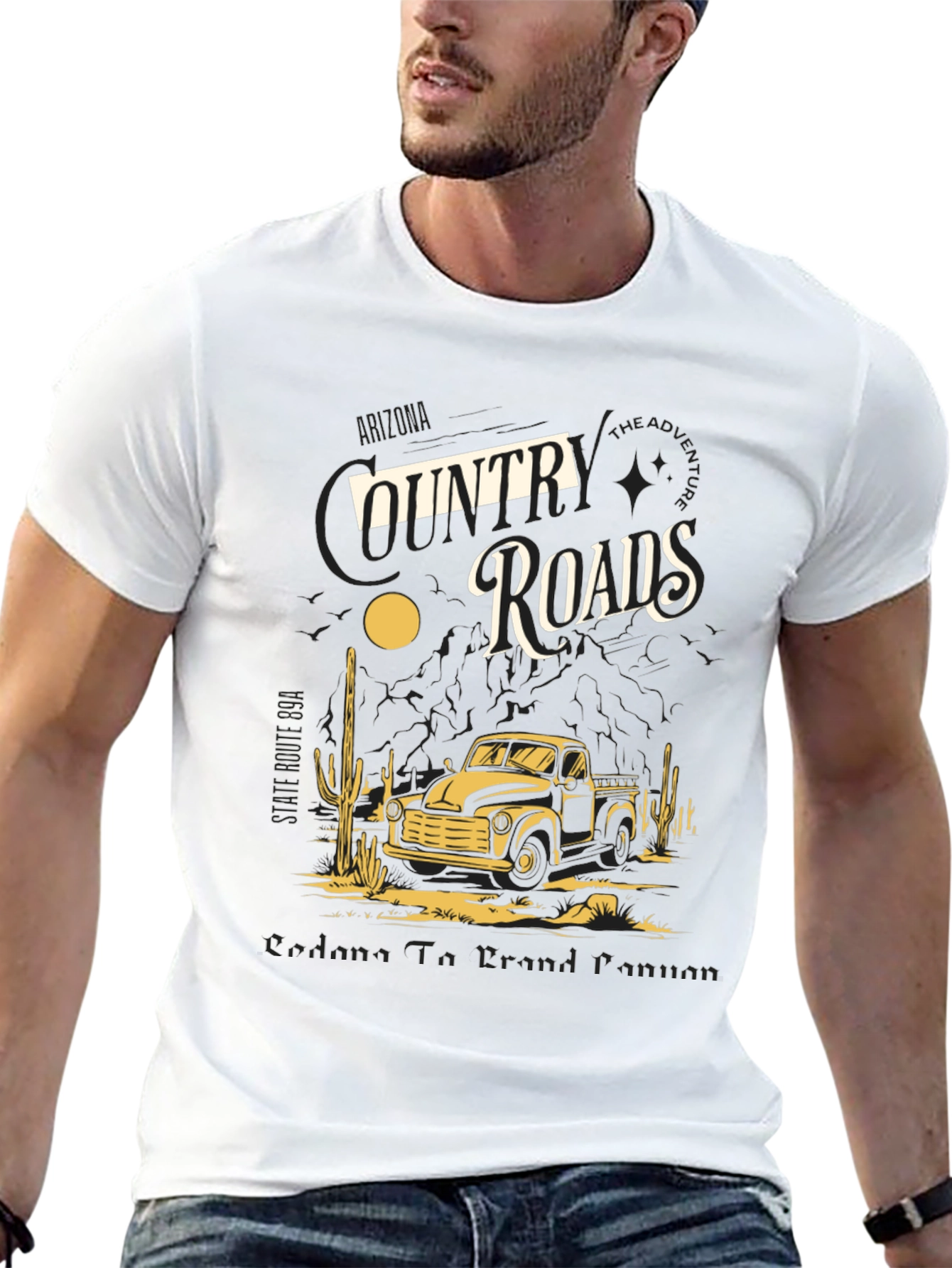Country Roads Graphic Tee - Retro Truck Design
