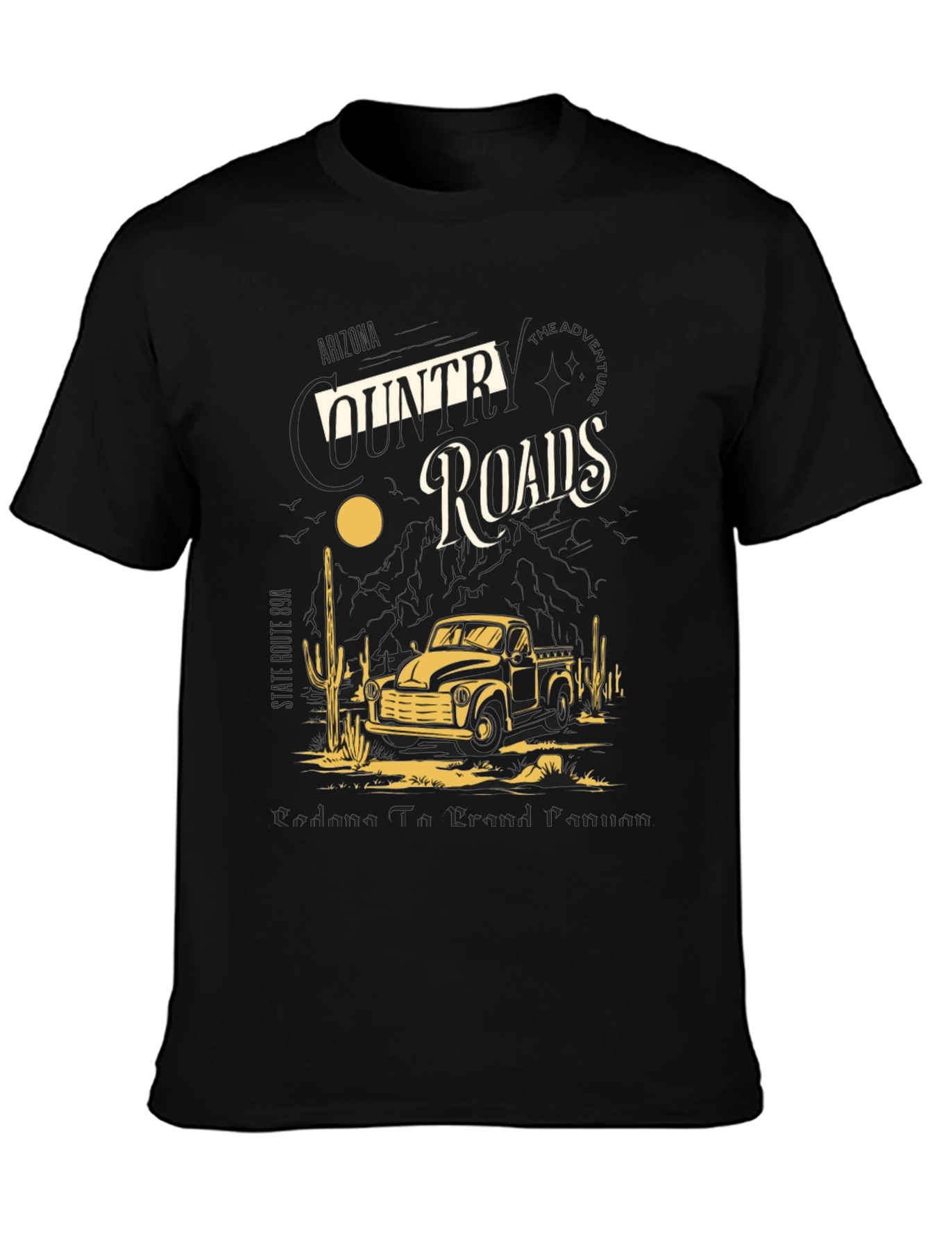 Country Roads Graphic Tee - Retro Truck Design