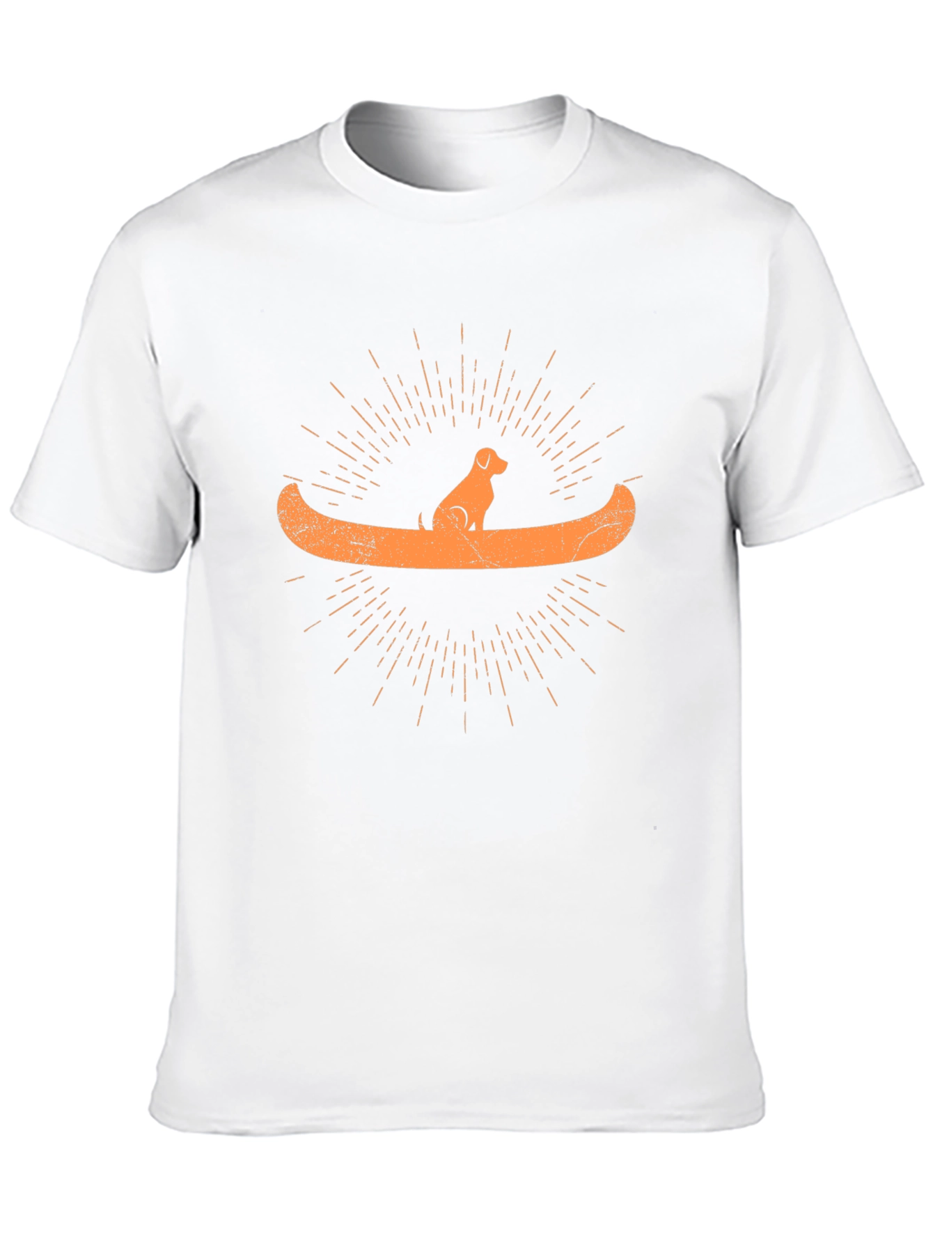 Dog in Canoe Graphic Tee - Black Crewneck T-Shirt