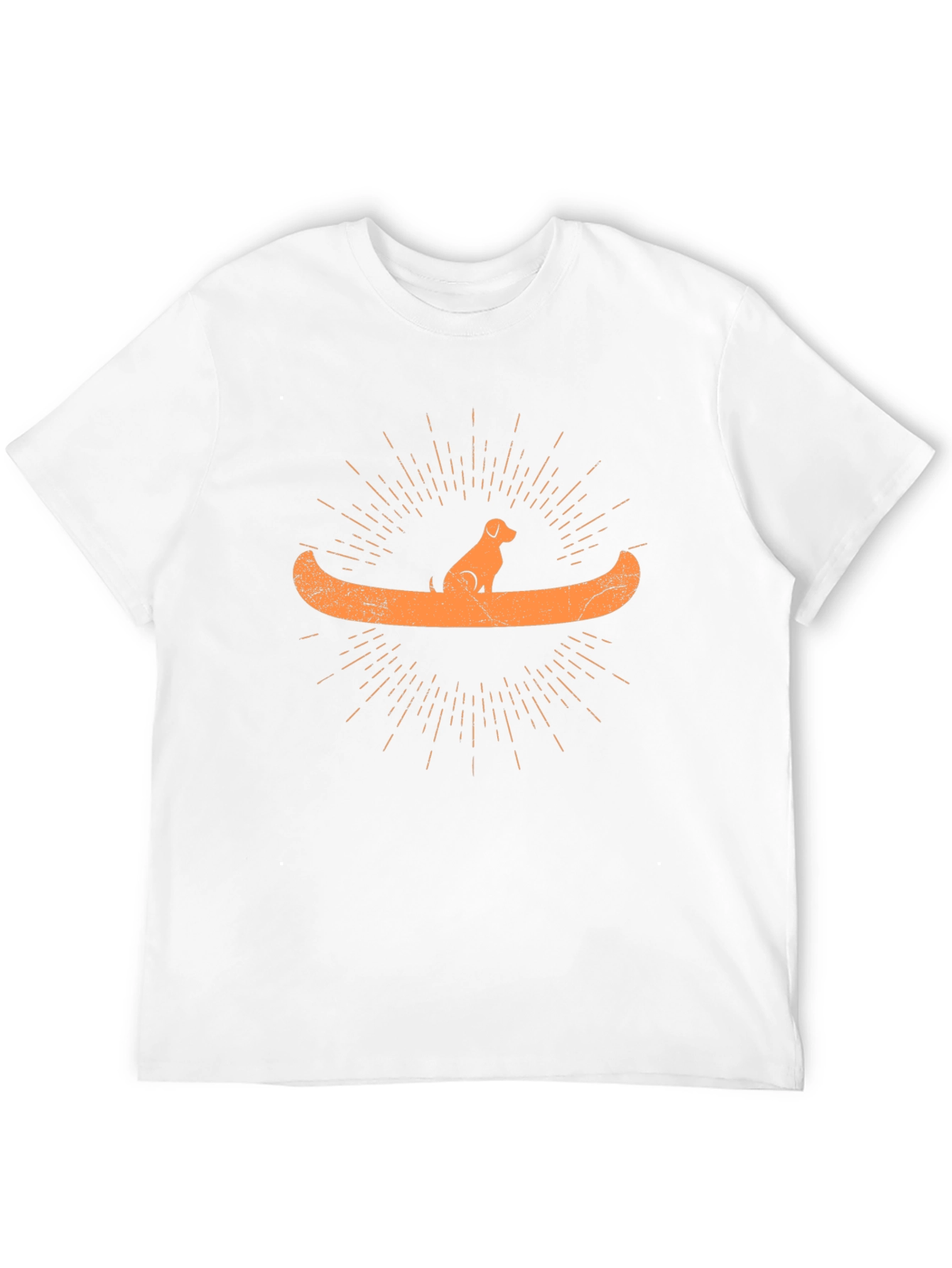 Dog in Canoe Graphic Tee - Black Crewneck T-Shirt