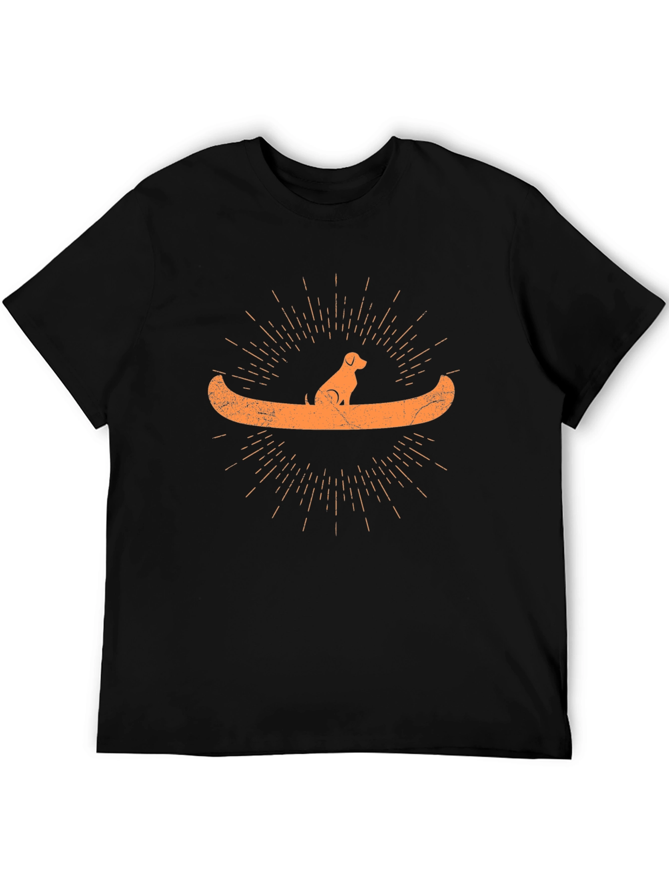Dog in Canoe Graphic Tee - Black Crewneck T-Shirt