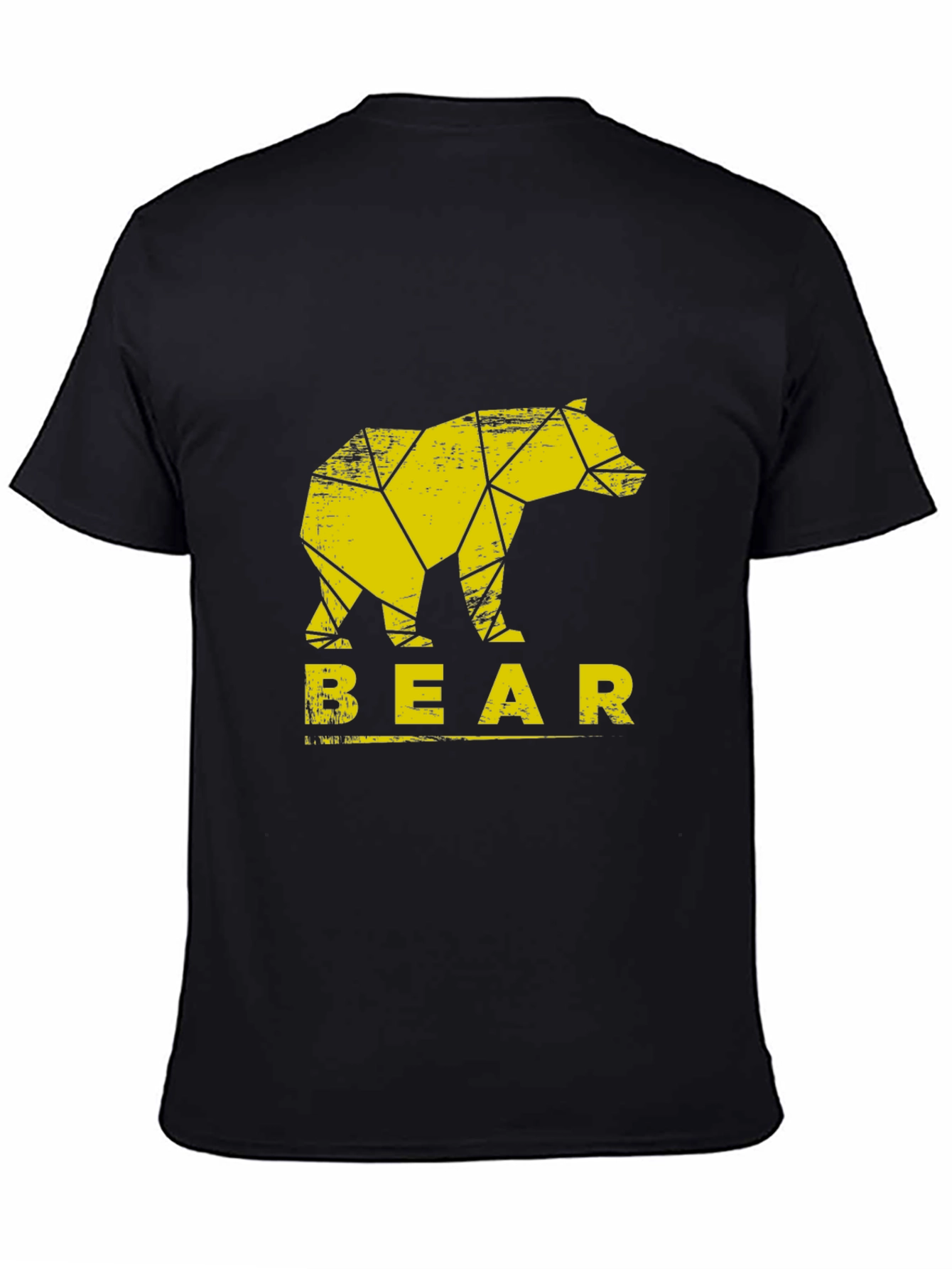 Geometric Bear Graphic Tee - Trendy Black T-Shirt