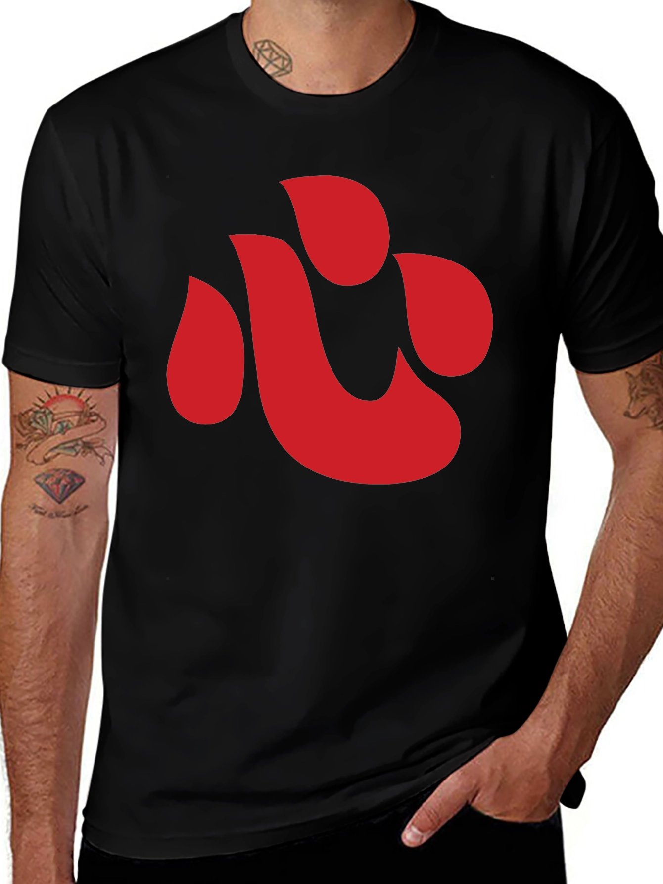 Red Symbol Black T-Shirt - Casual Style