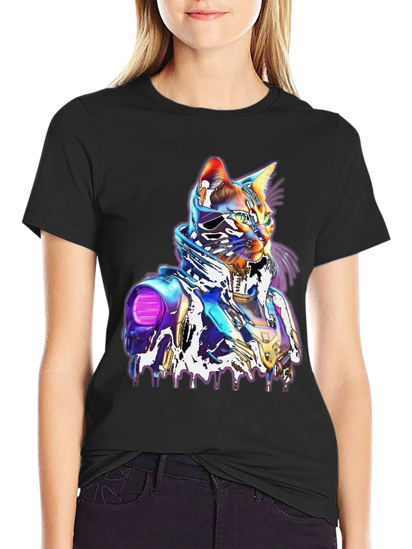 Cyberpunk Cat T-Shirt - Unique Futuristic Style