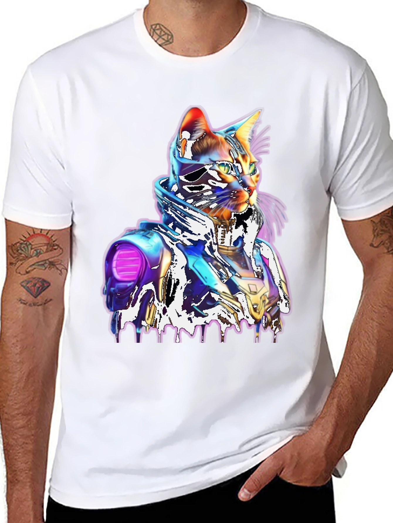 Cyberpunk Cat T-Shirt - Unique Futuristic Style