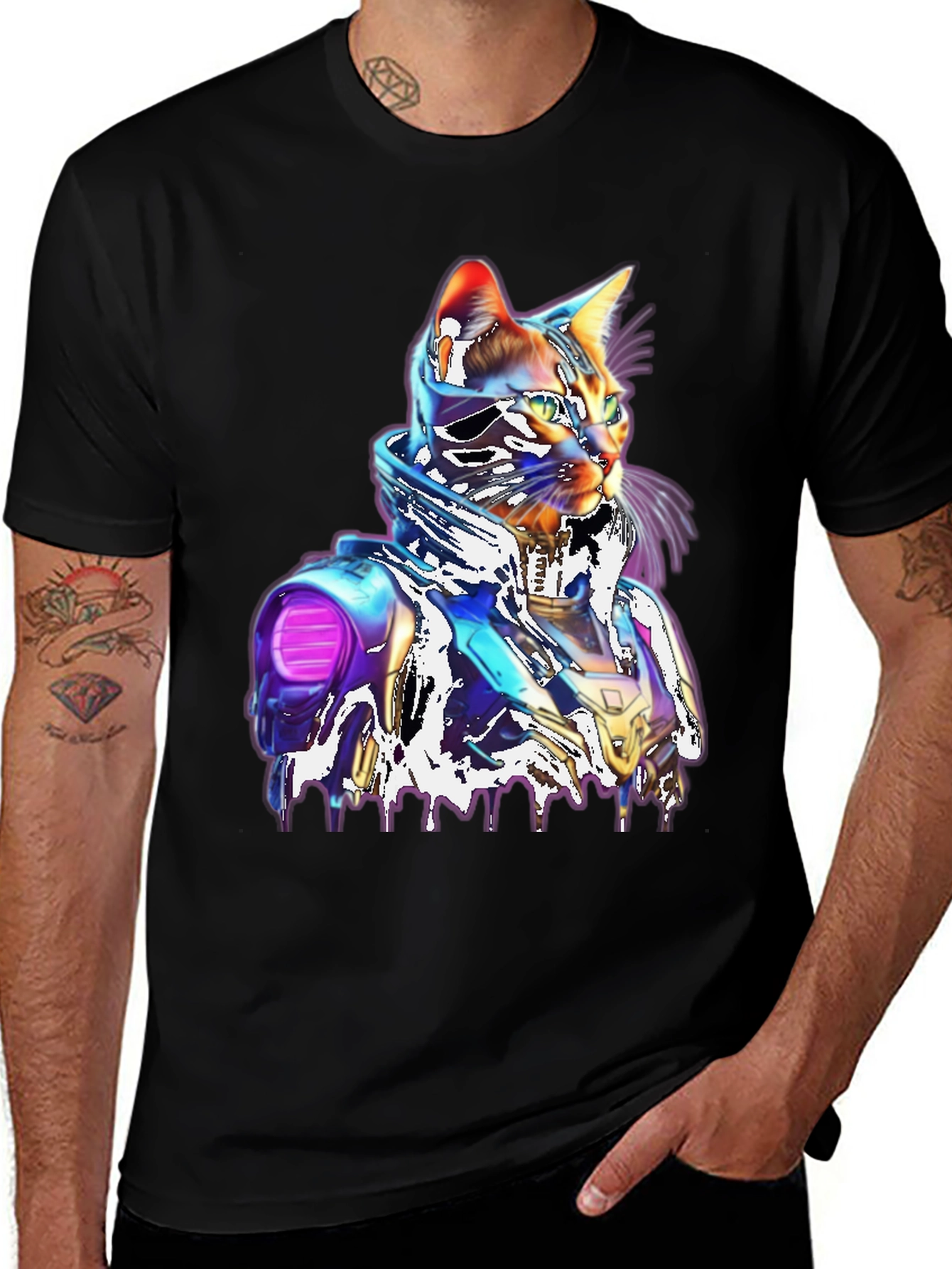 Cyberpunk Cat T-Shirt - Unique Futuristic Style