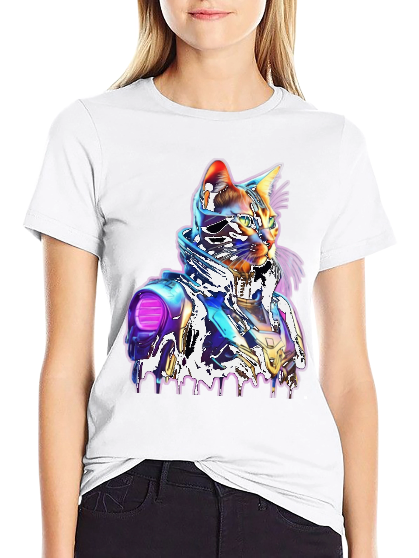 Cyberpunk Cat T-Shirt - Unique Futuristic Style
