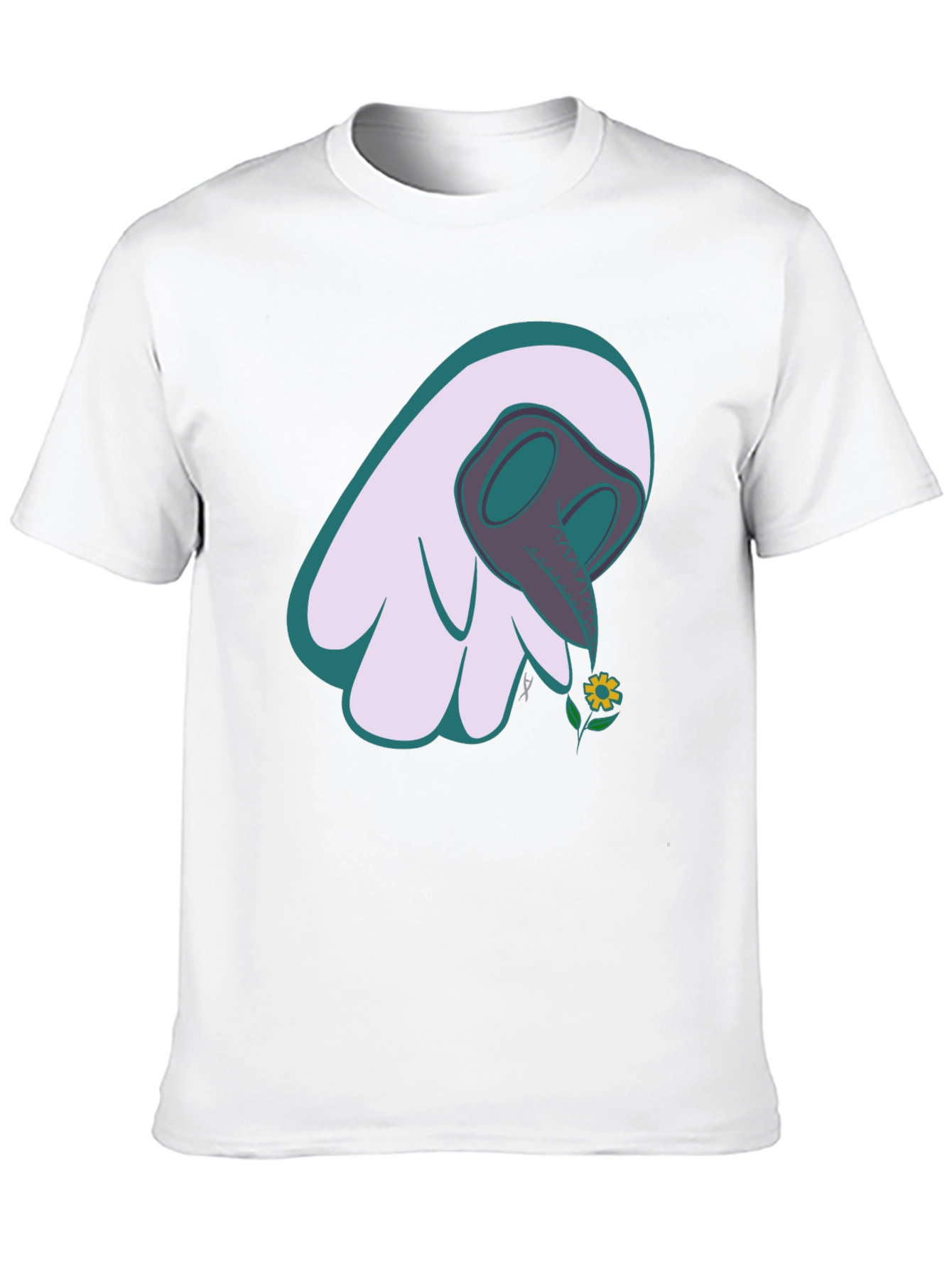 Whimsical Plague Doctor Flower Graphic Tee