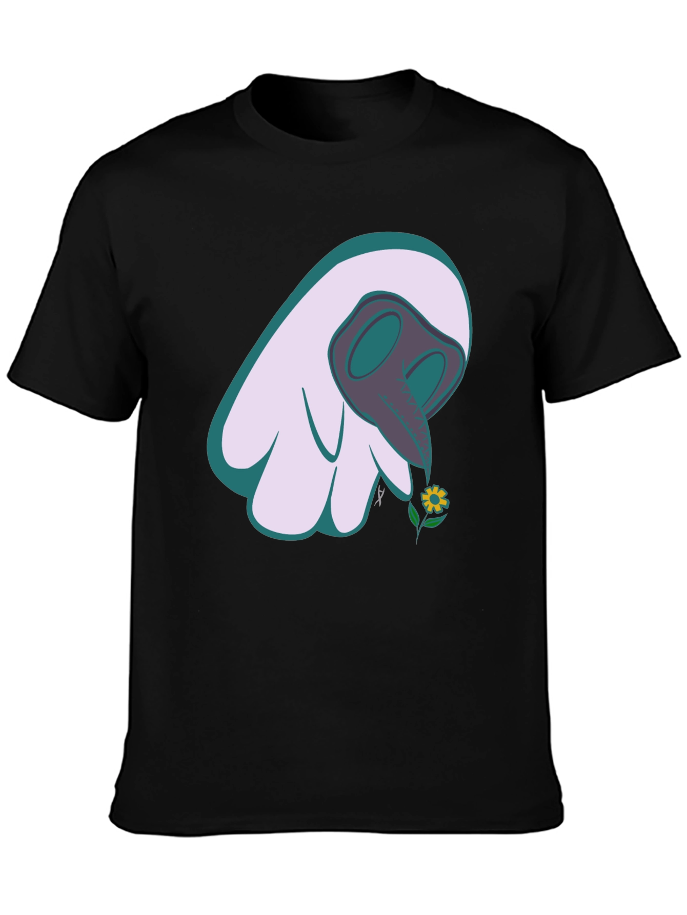 Whimsical Plague Doctor Flower Graphic Tee