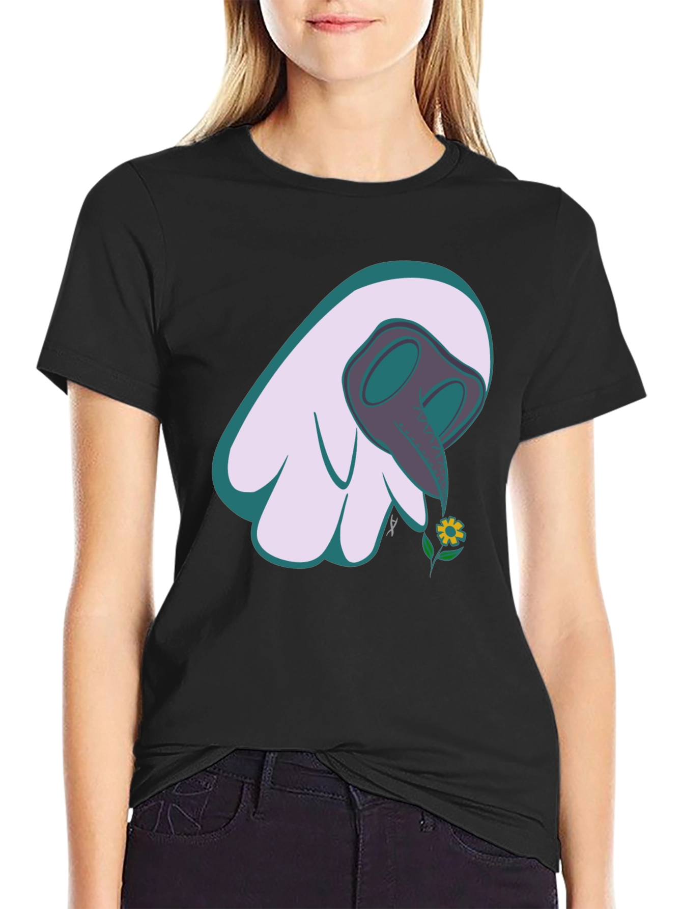 Whimsical Plague Doctor Flower Graphic Tee