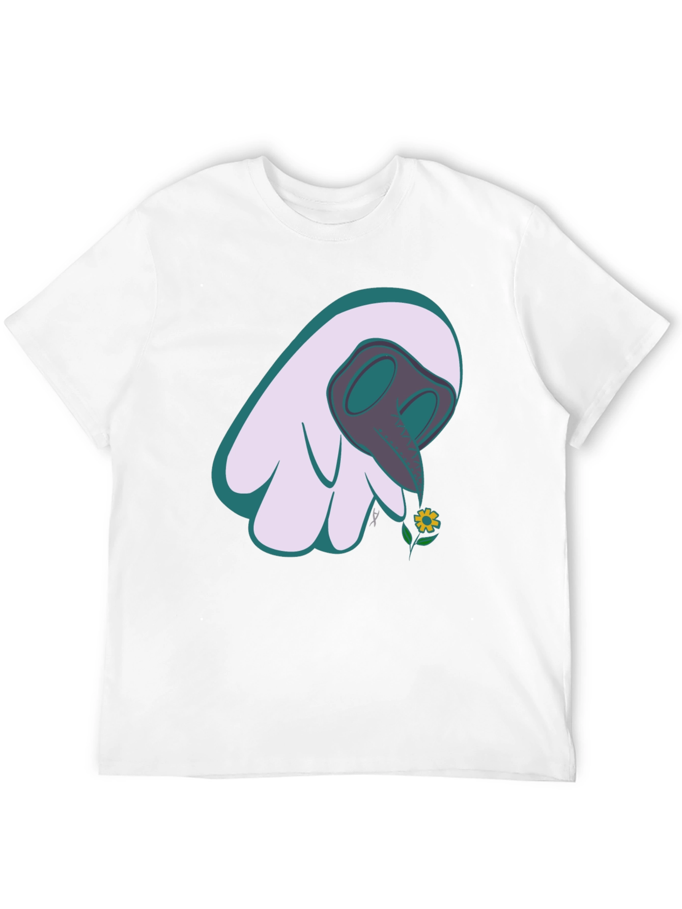 Whimsical Plague Doctor Flower Graphic Tee
