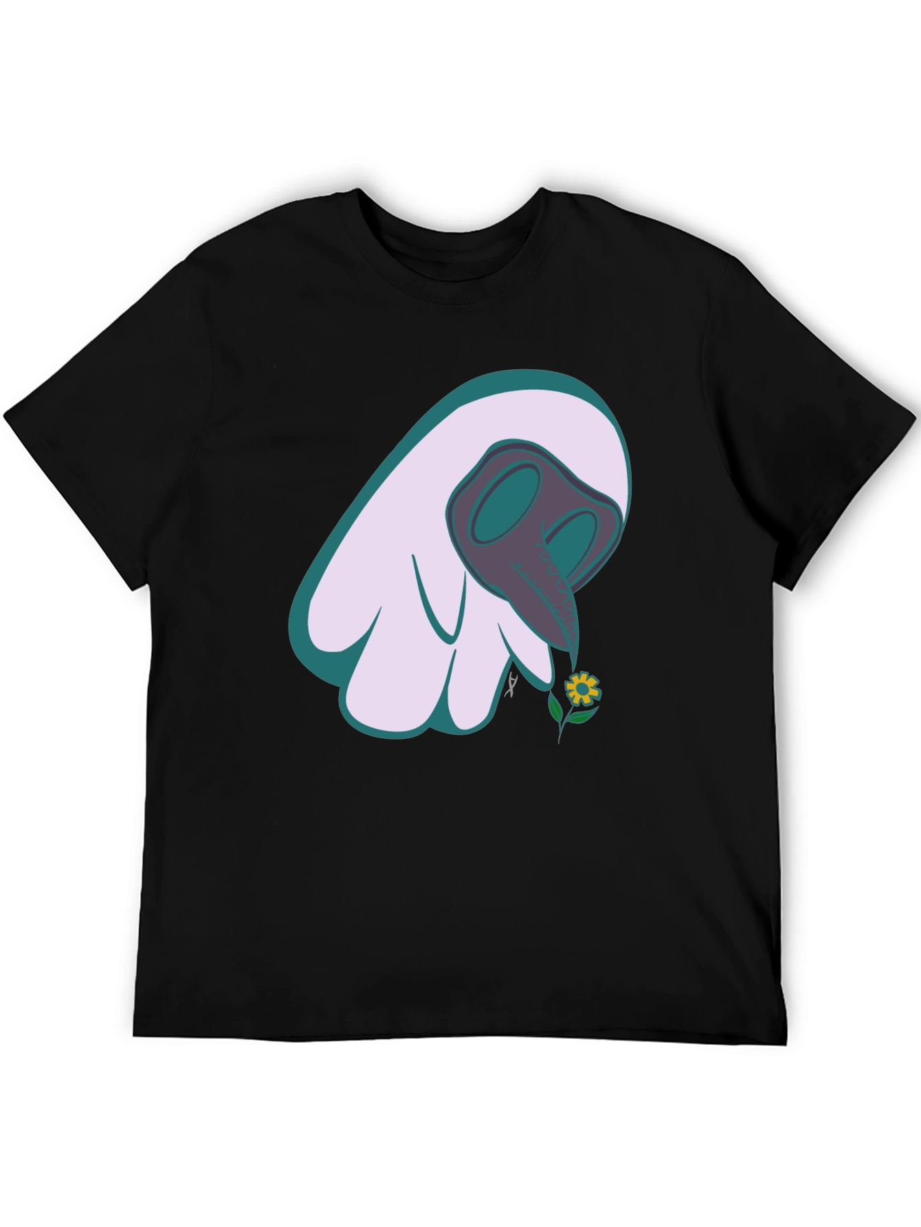 Whimsical Plague Doctor Flower Graphic Tee