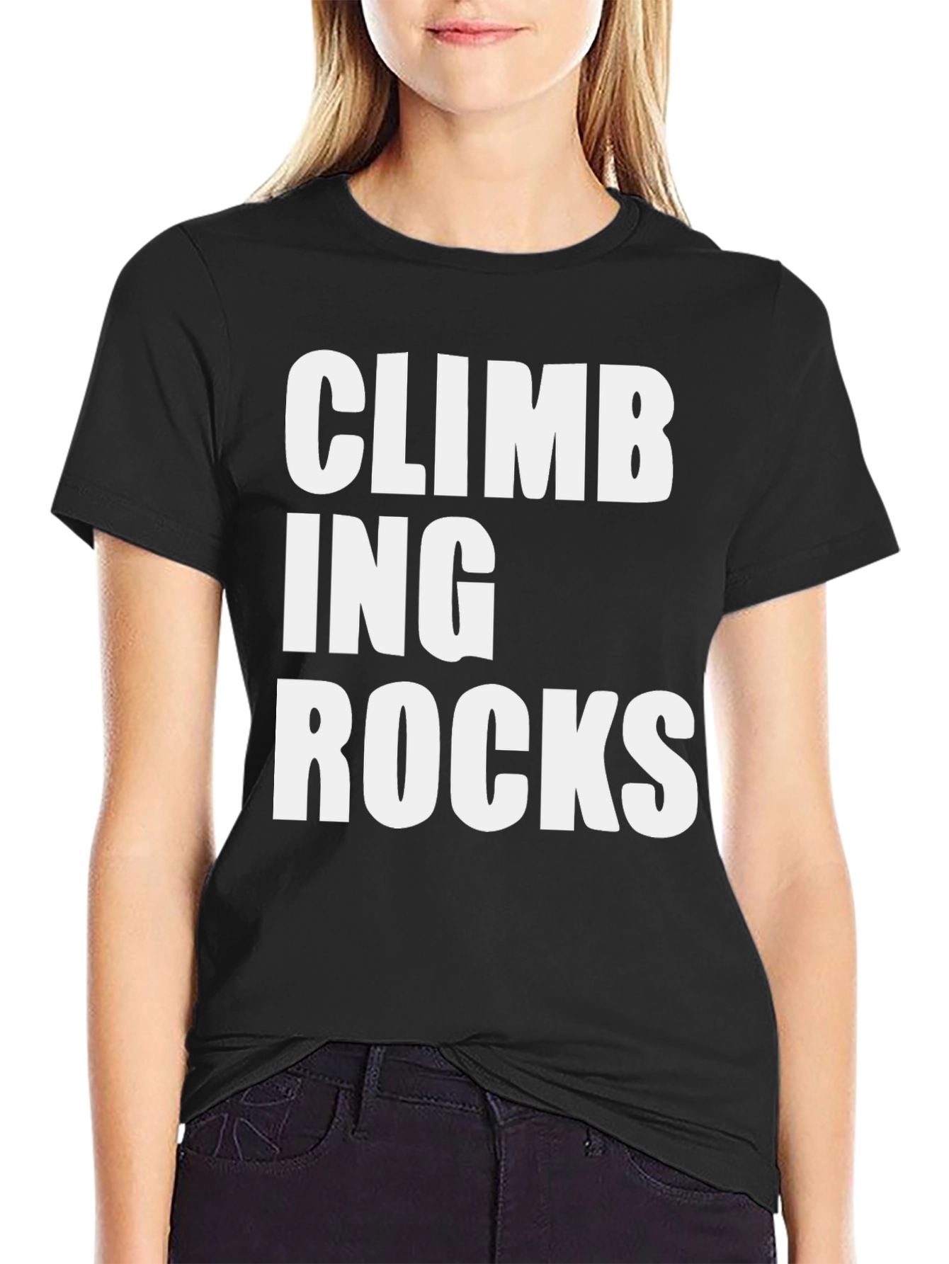 Climbing Rocks Graphic Tee - Black Cotton T-Shirt