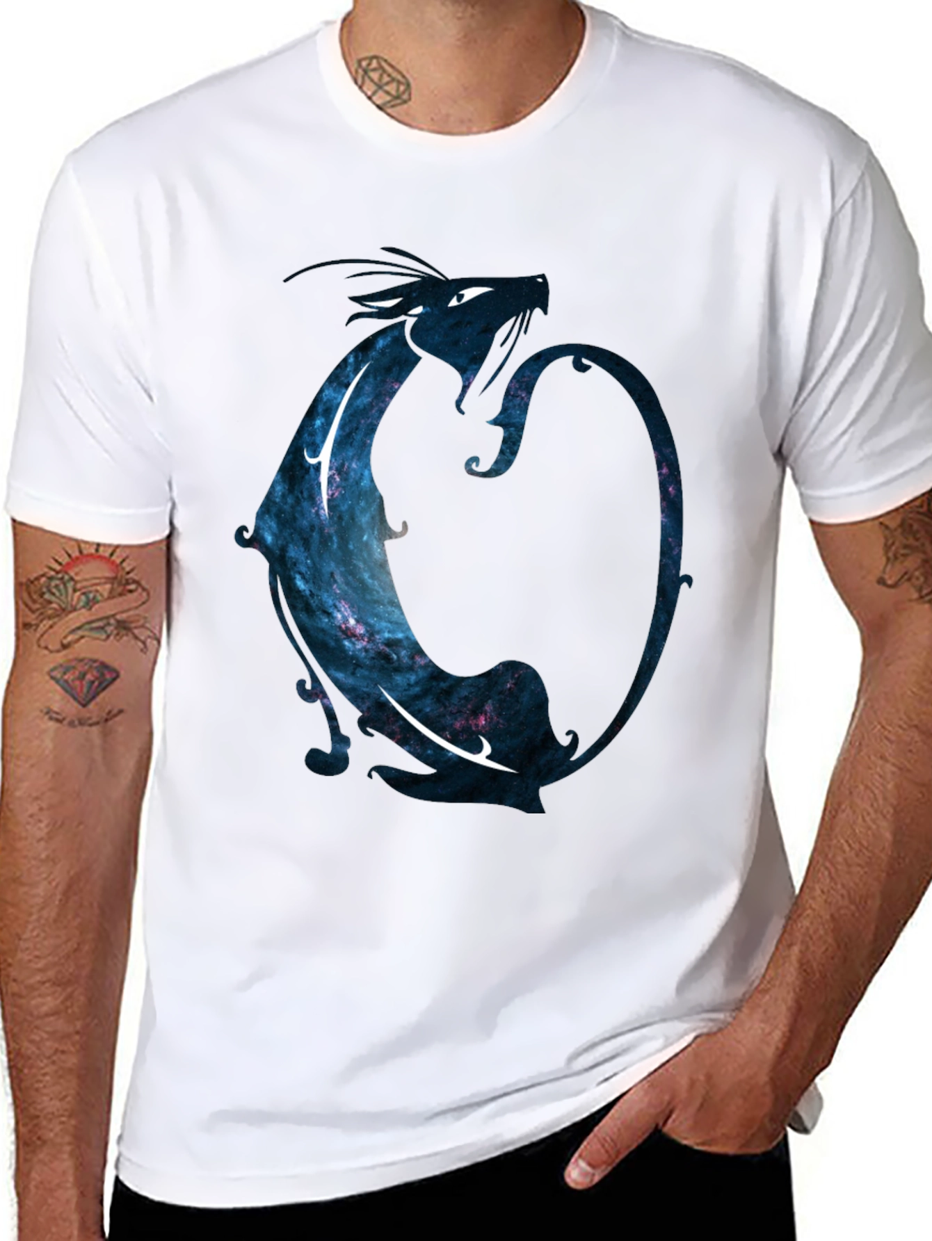 Cosmic Dragon Black T-Shirt - Unique Graphic Tee