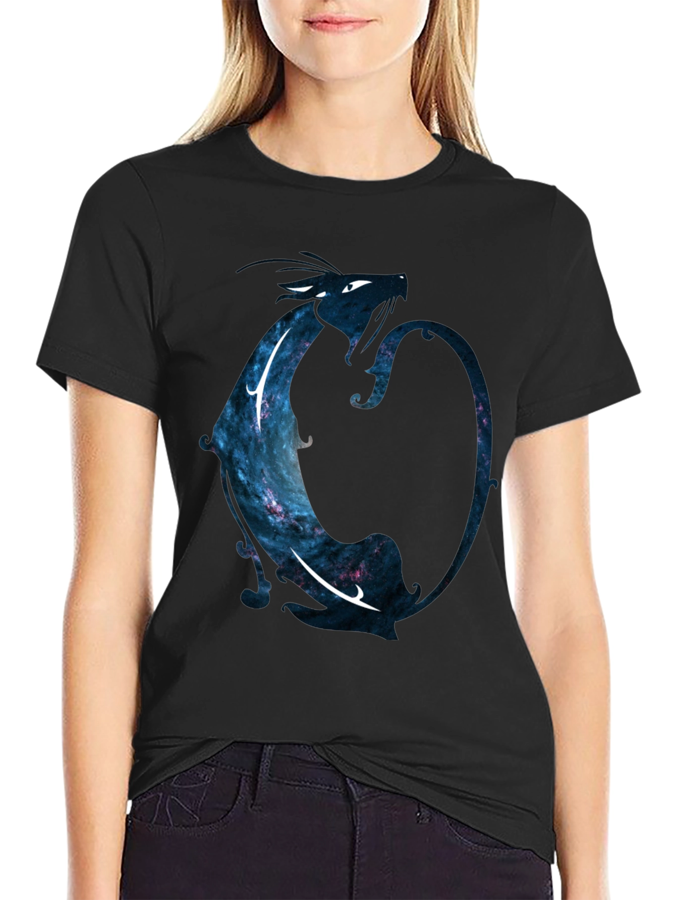 Cosmic Dragon Black T-Shirt - Unique Graphic Tee