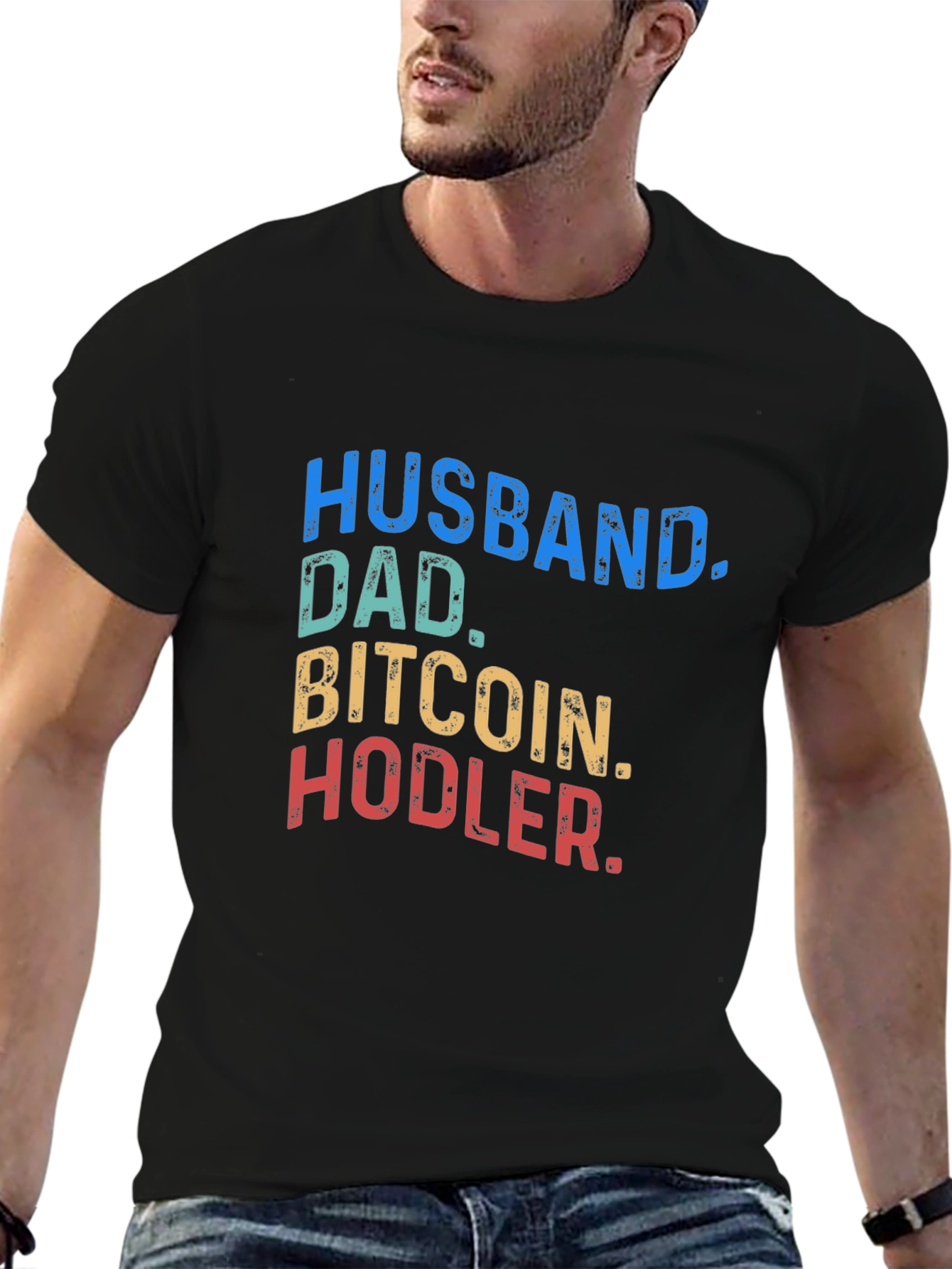 Husband Dad Bitcoin Hodler Black T-Shirt