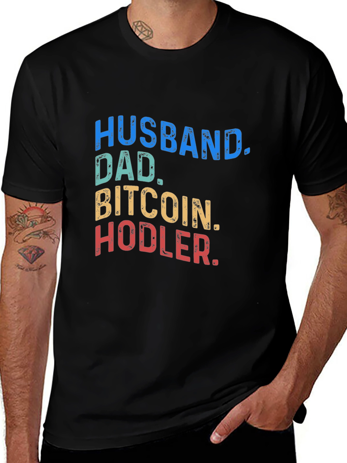 Husband Dad Bitcoin Hodler Black T-Shirt