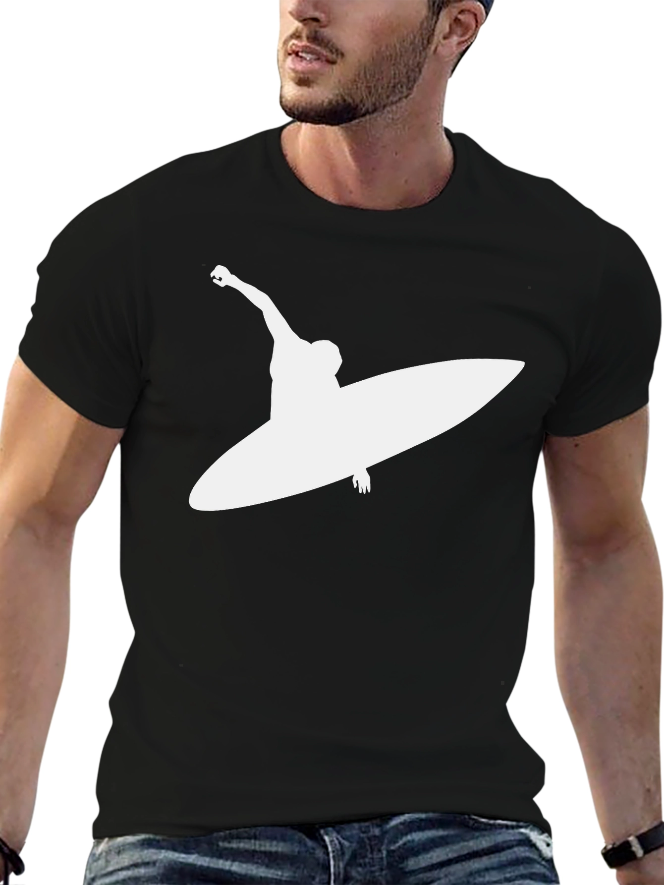 Surfer Silhouette Black T-Shirt