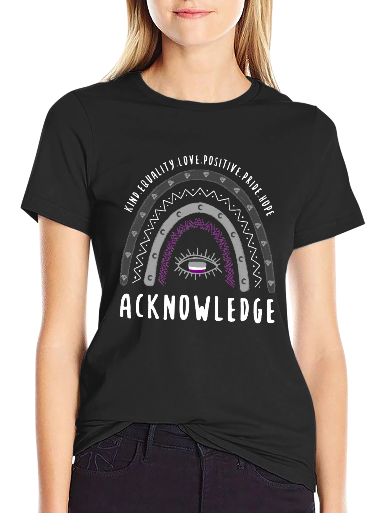 Acknowledge Asexual Pride Rainbow Tee