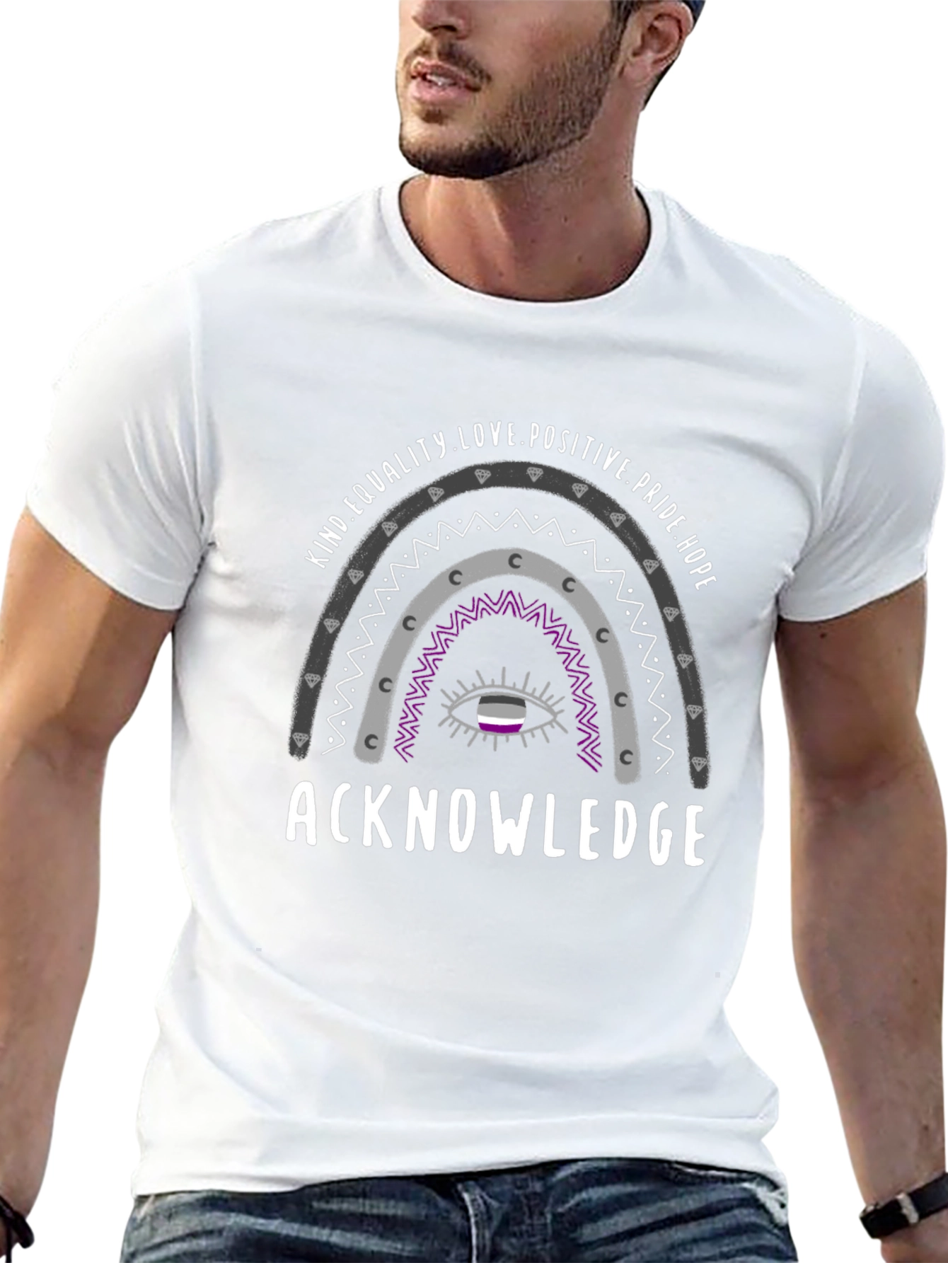 Acknowledge Asexual Pride Rainbow Tee